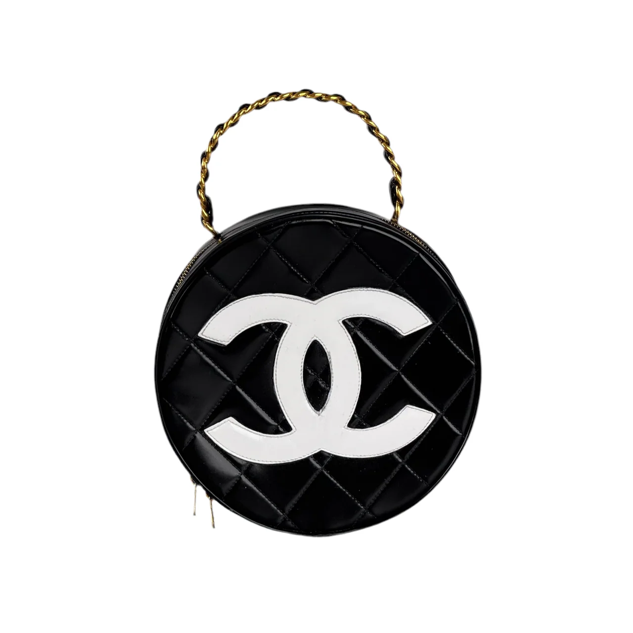 used-CHANEL 1995 BLACK ROUND VANITY CASE-MILOURA