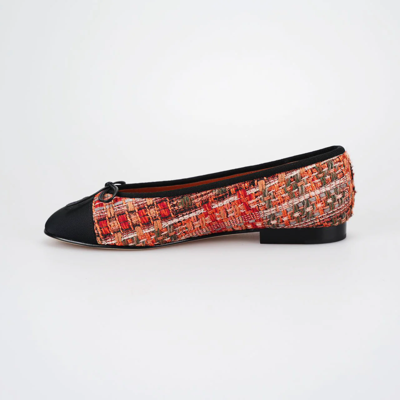 used-Chanel Ballet Flats Multicolor Fabric and Leather CC 38-MILOURA