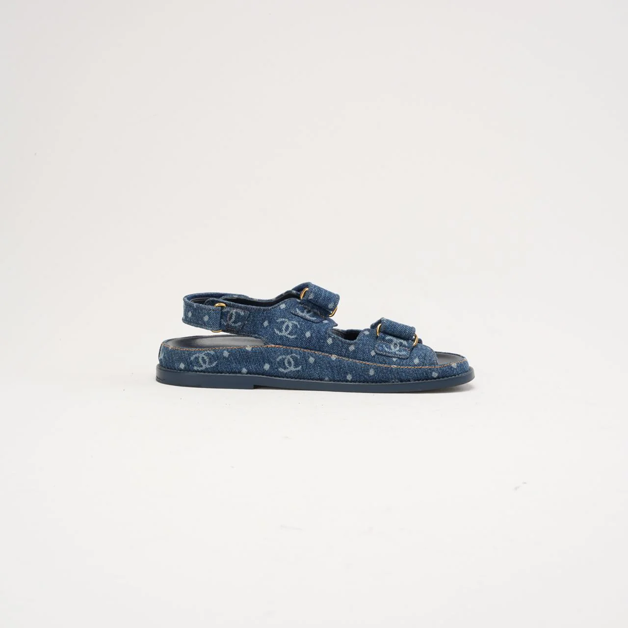 Chanel Blue Denim Dad Sandals Size 38.5