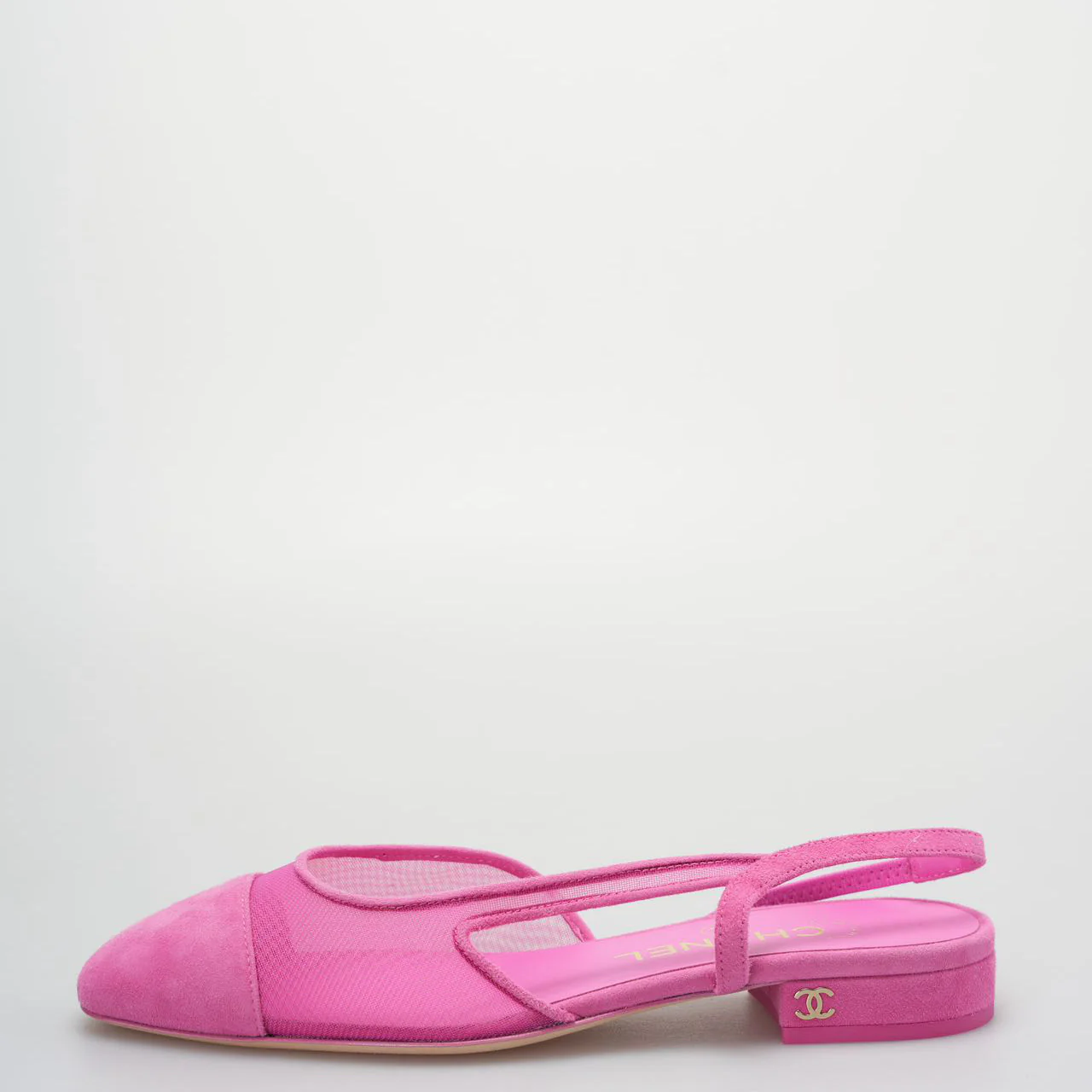 used-Chanel Slingback Suede Ballet Flats in Pink Size 35.5-MILOURA