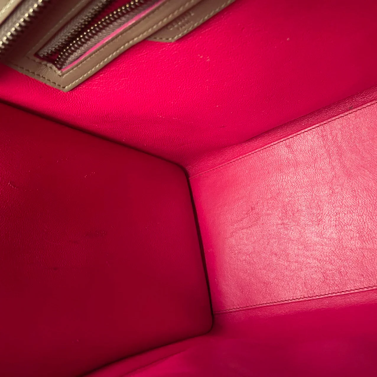 used-CELINE Calfskin Mini Luggage in Beige and Pink-MILOURA