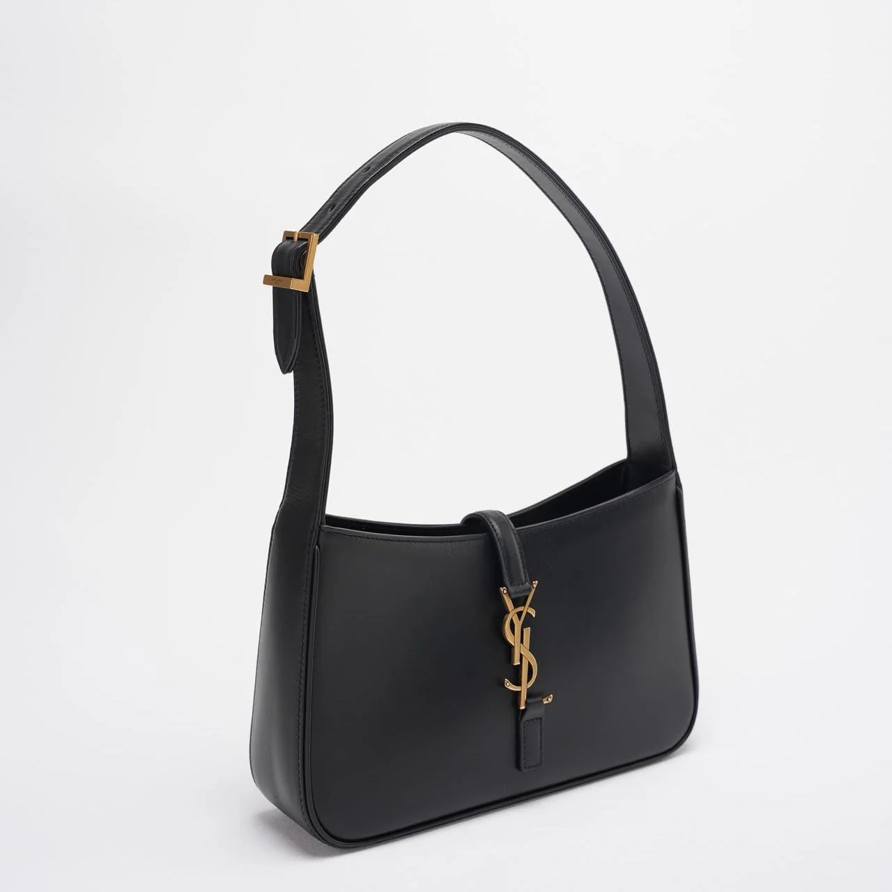 Saint Laurent Le 5 a 7 Black Hobo Bag  with Gold Hardware