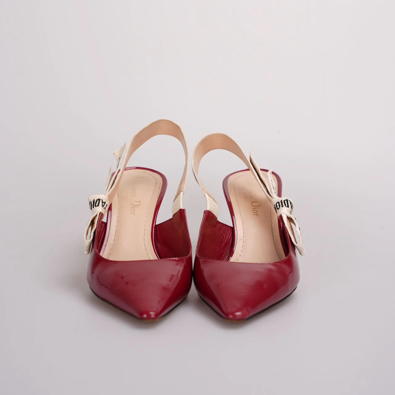 used-Christian Dior J'adior Patent Leather Slingback 6cm Pumps 37D Burgundy-MILOURA