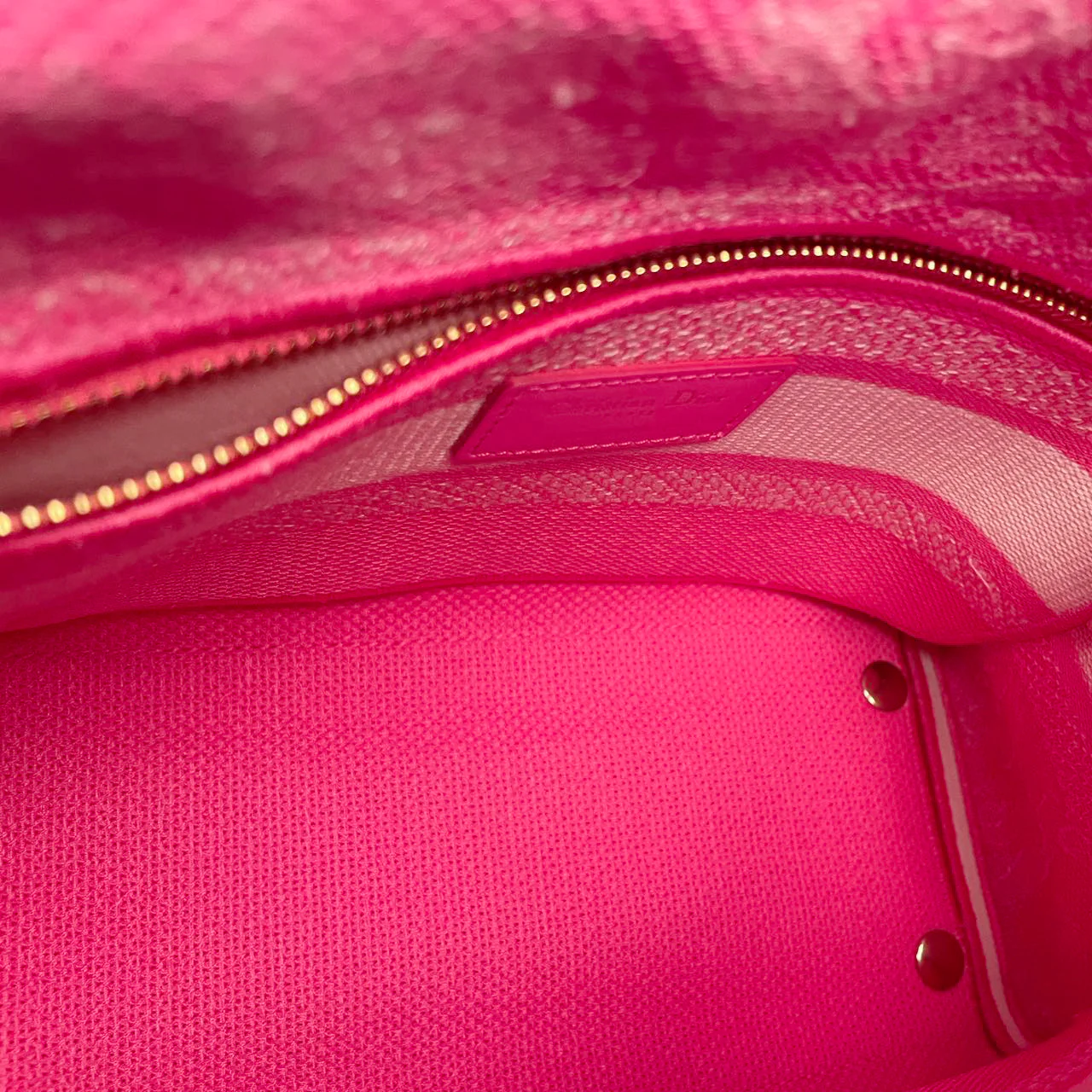 used-Christian Dior Canvas Toile De Jouy Reverse Embroidered Medium Lady D-Lite in Fluorescent Pink-MILOURA