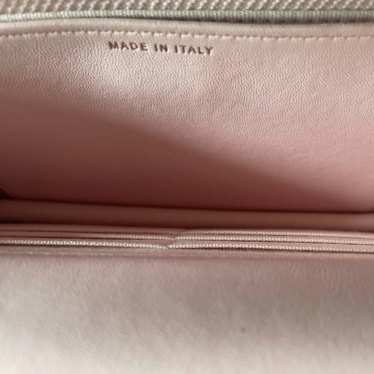 used-Chanel Pink Quilted Lambskin Pearl Wallet on Chain With Gold Hardware-MILOURA