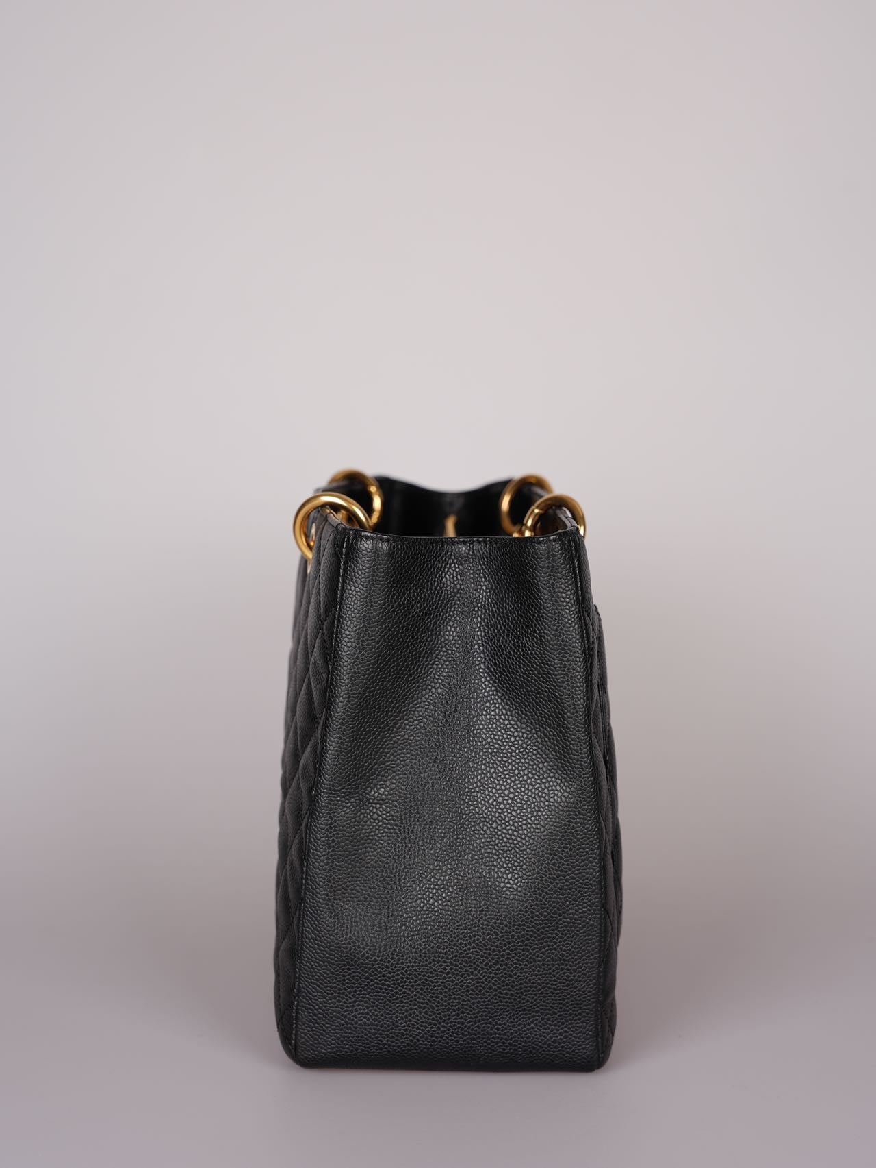 used-Chanel GST Medium Black Quilted Caviar Leather Tote Bag with Gold Hardware-MILOURA