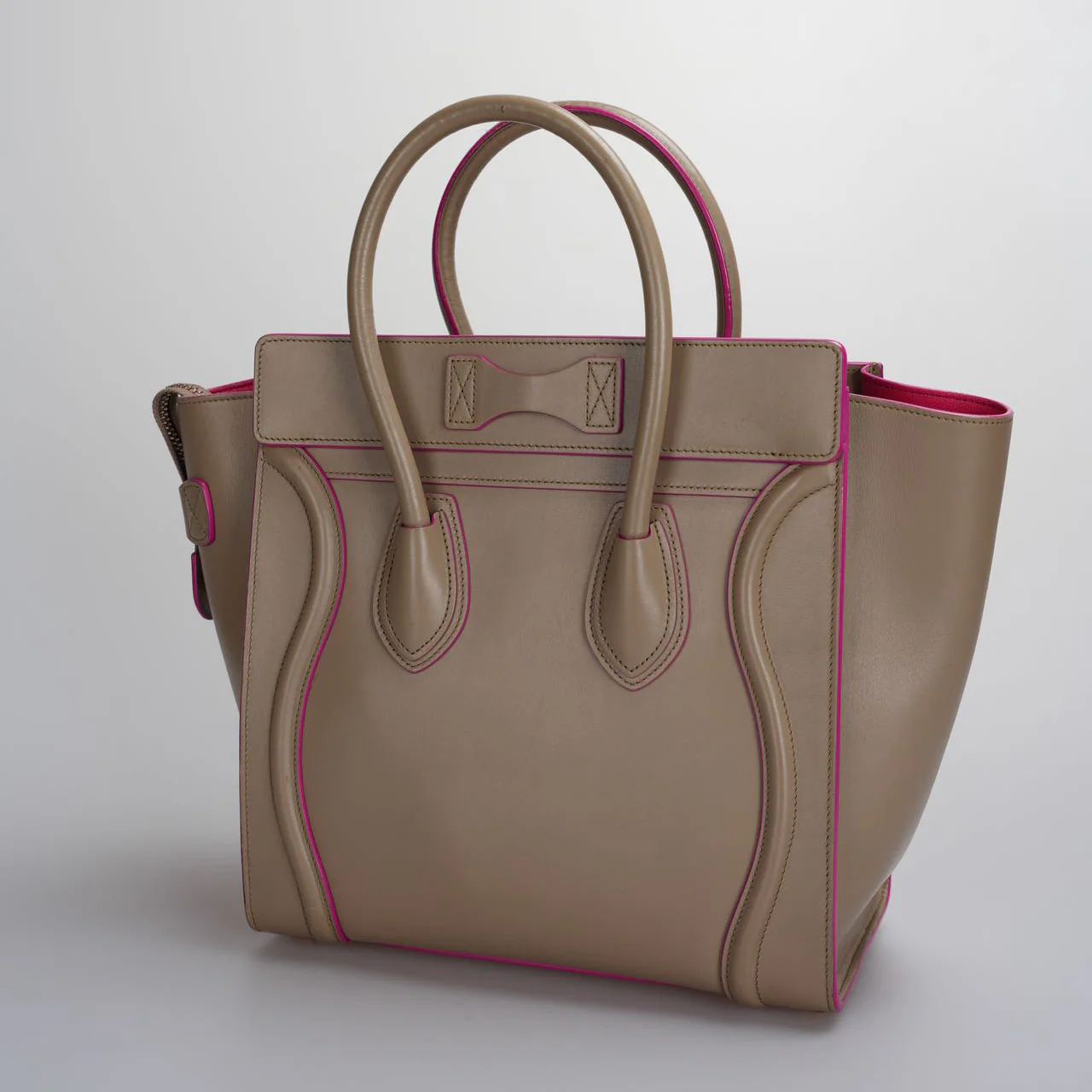 used-CELINE Calfskin Mini Luggage in Beige and Pink-MILOURA