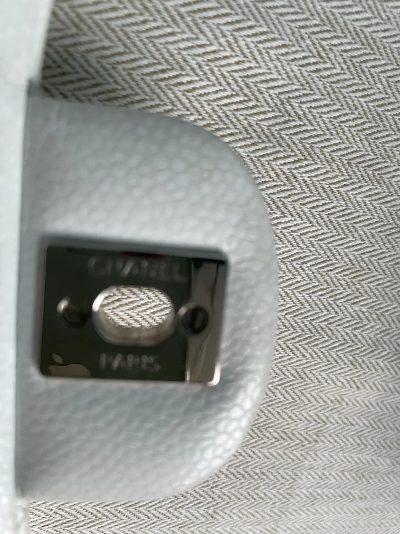 Chanel White Classic Flap Bag in medium Caviar Leather with Silver Hardware