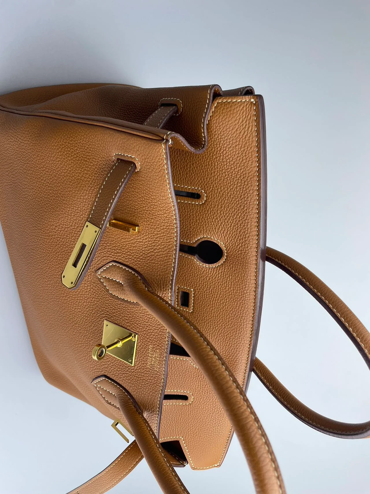 used-Hermes pre-owned Birkin 35 in gold vintage Togo leather-MILOURA