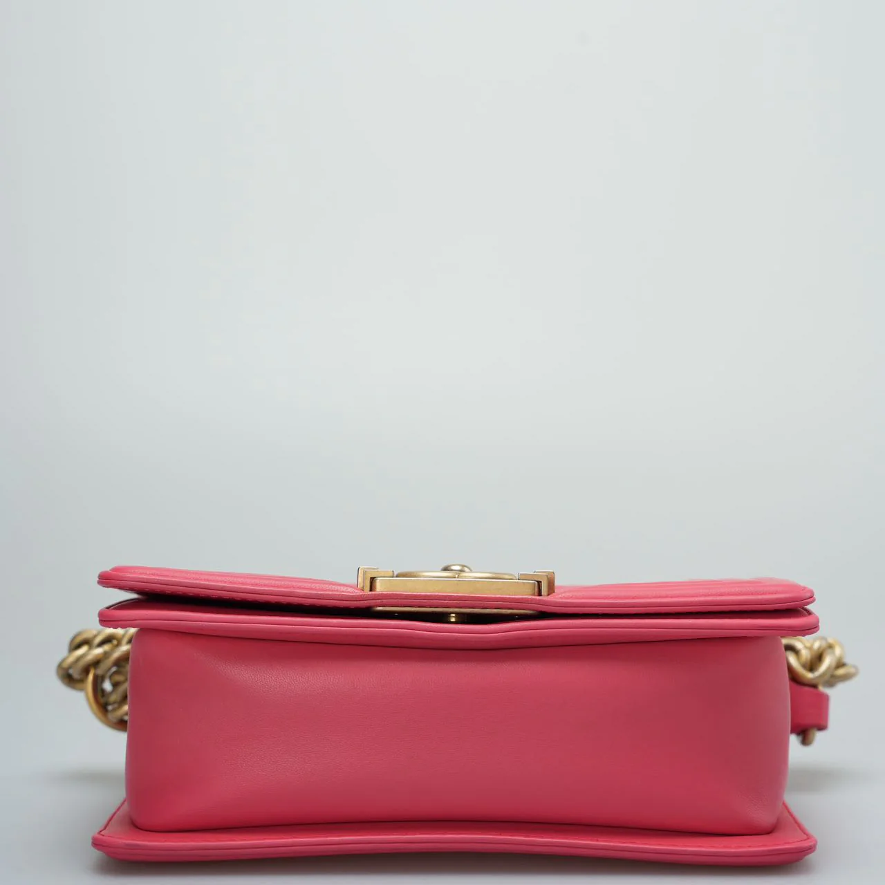 used-Chanel Lambskin Quilted Small Boy Flap Bag in Pink with Gold Hardware-MILOURA