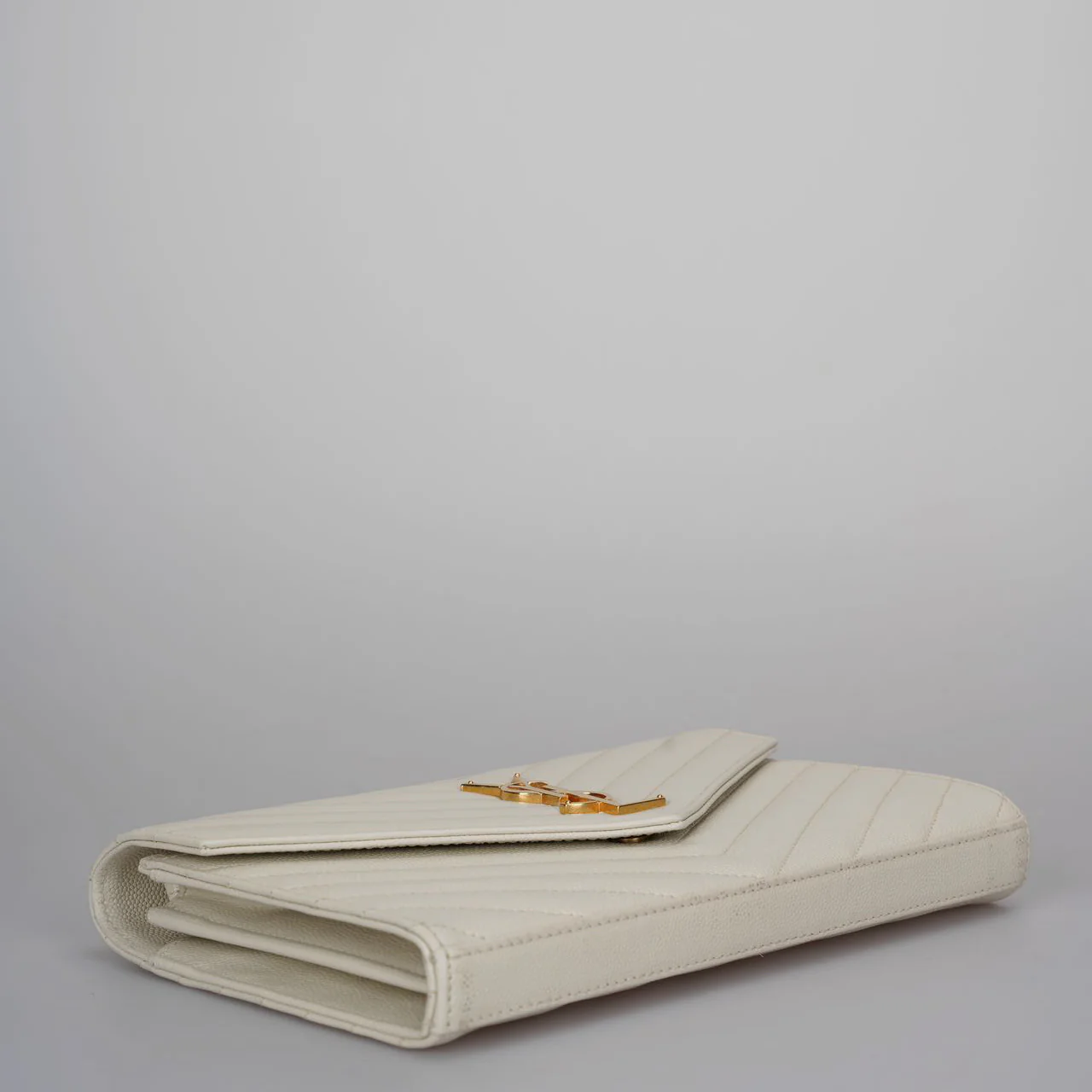 used-Saint Laurent Cassandre White Leather Envelope Wallet On Chain-MILOURA