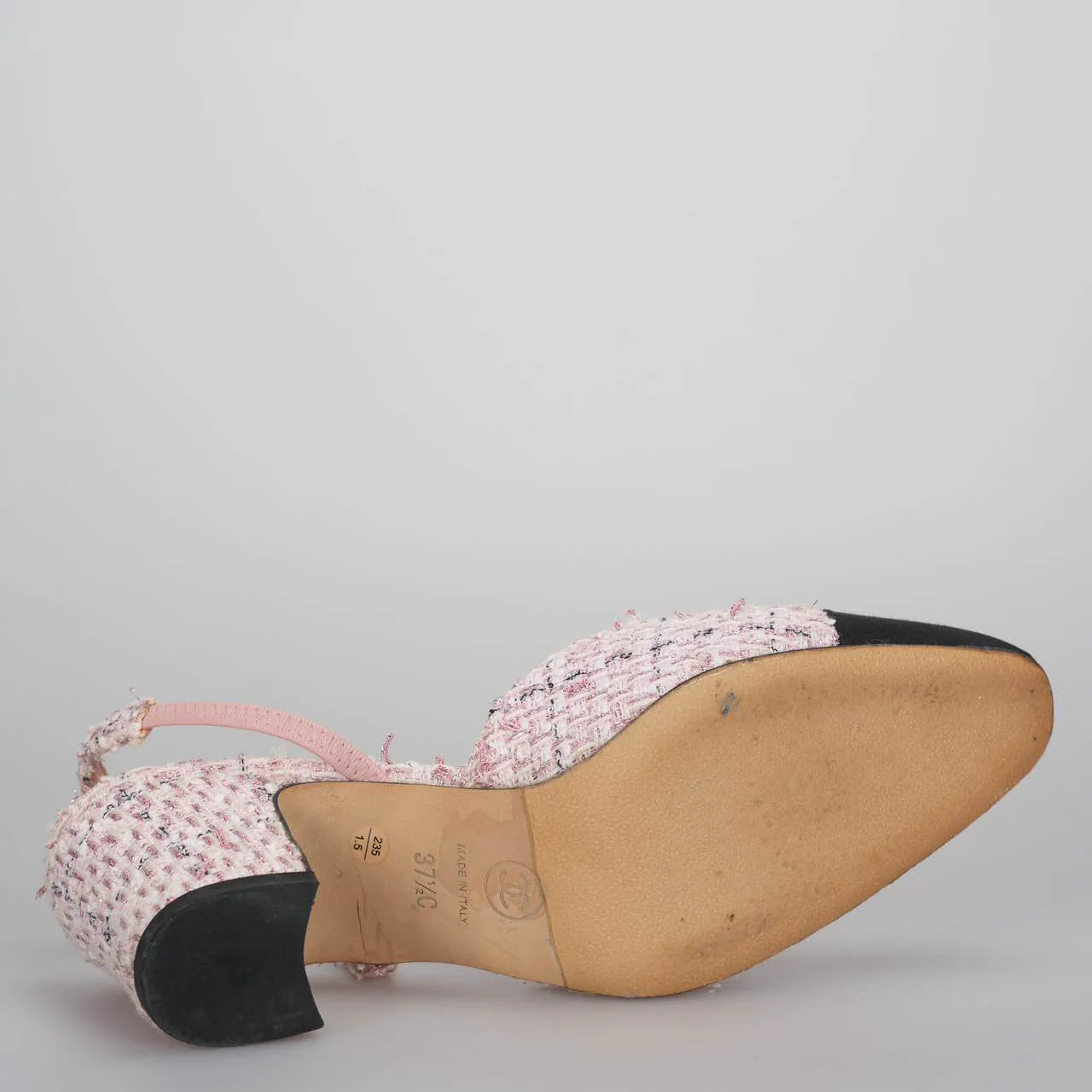 used-Chanel Interlocking CC Logo Tweed Slingback Pumps Size 37.5-MILOURA