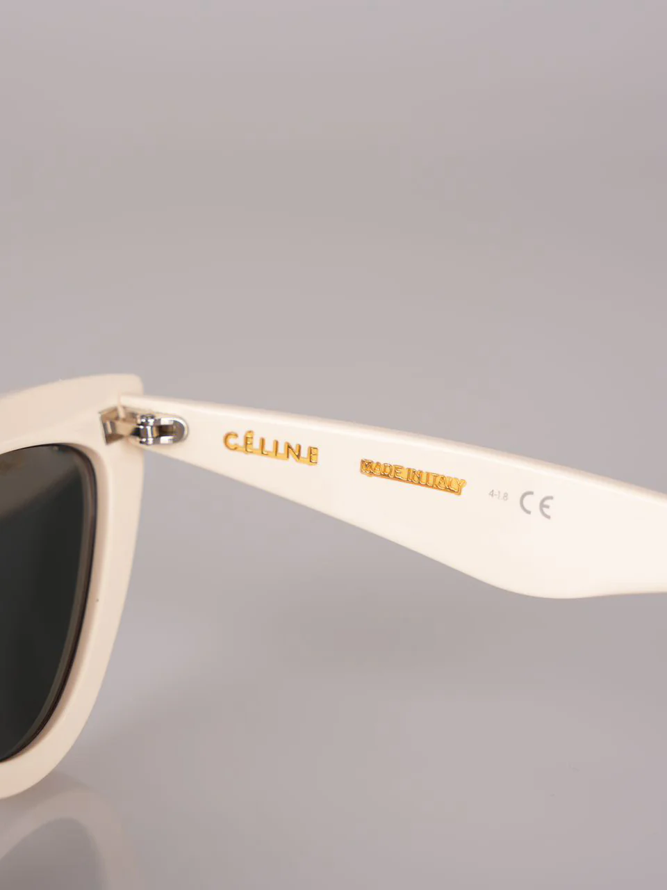used-Celine Cat Eye Sunglasses with Beige Acetate Frame-MILOURA