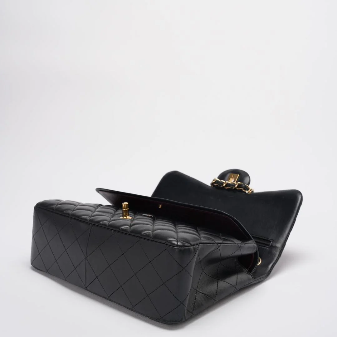 Chanel Timeless Classic Flap  Bag Black Jumbo Quilted Leather Gold Hardware  High Quality Designer Jewelry
