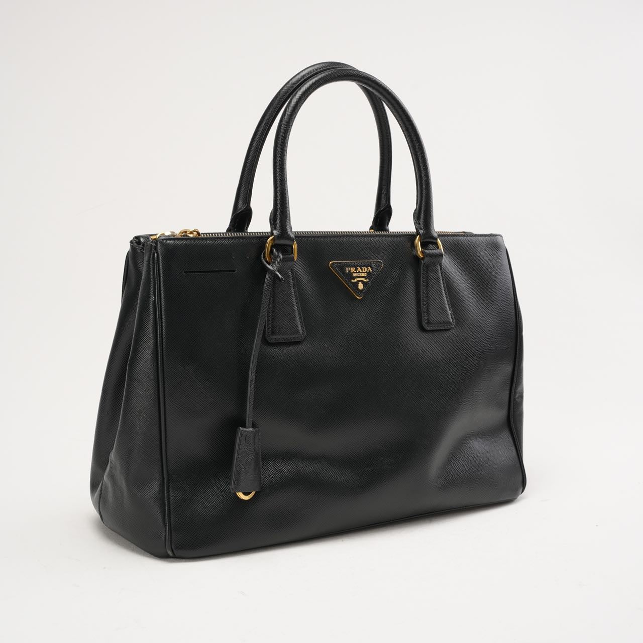 Prada Black Saffiano Medium Galleria Zip Tote Leather