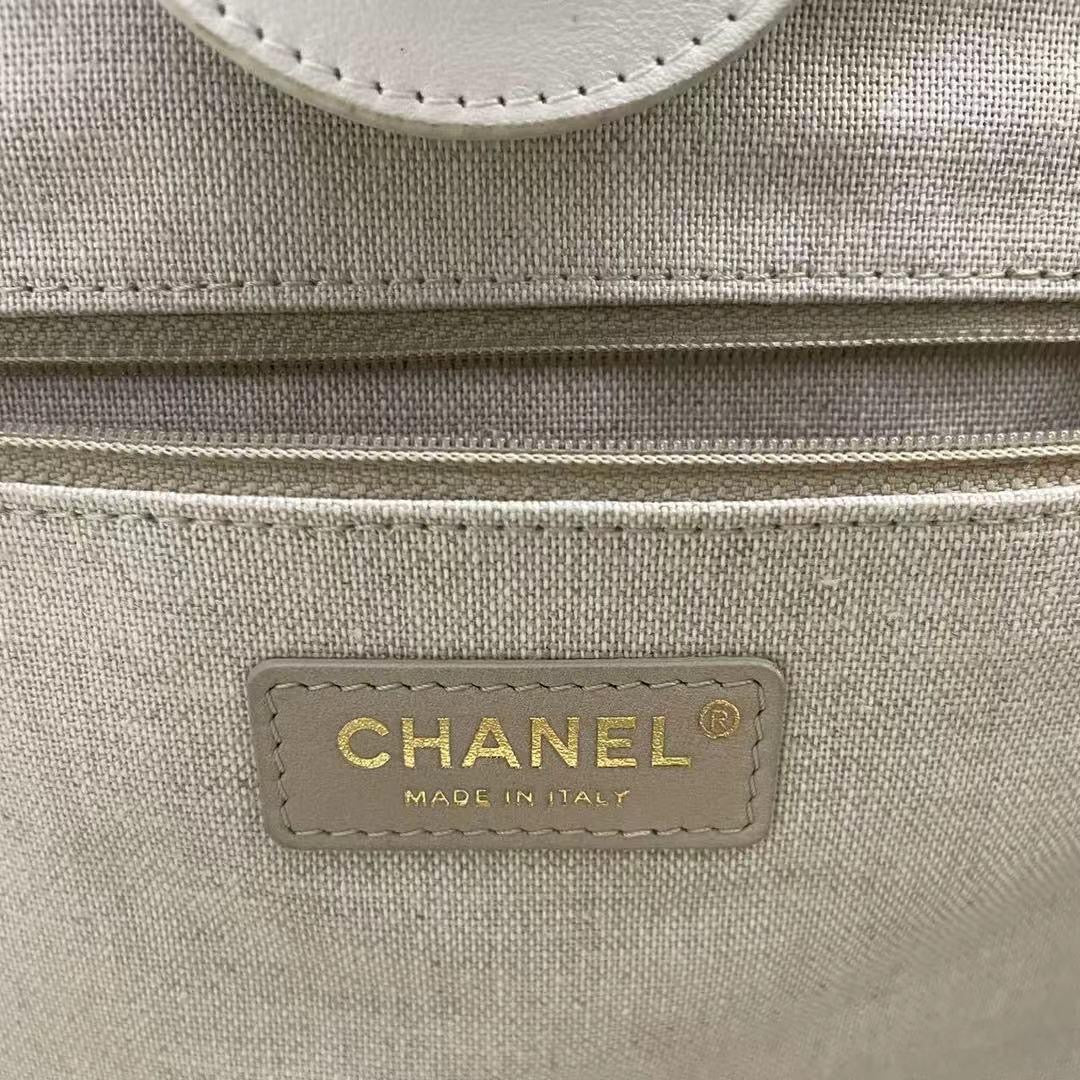 Chanel Deauville Tote Bag With Pouch Enamel White Calfskin Leather Multicolour (2022SS) Limited Edition