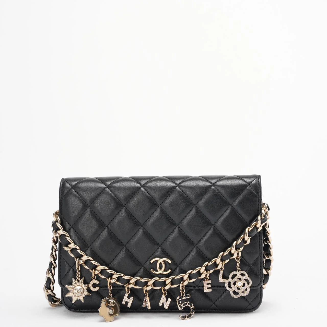 Chanel Black Wallet on Chain (WOC) Coco Charm Lambskin 2021