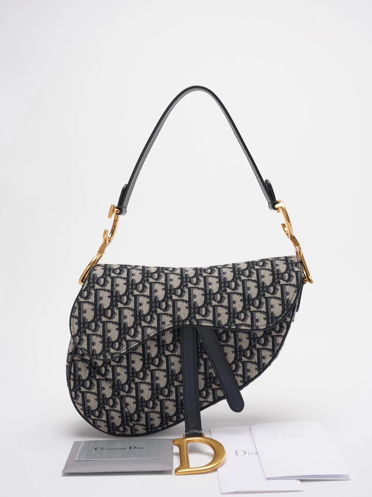 Dior Saddle Bag Medium Shoulder Bag Blue Oblique Jacquard With Shoulder Strap From 2019