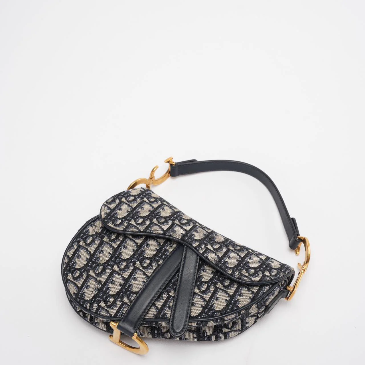 Dior Saddle Bag Mini Blue Oblique Jacquard With Shoulder Strap From 2019