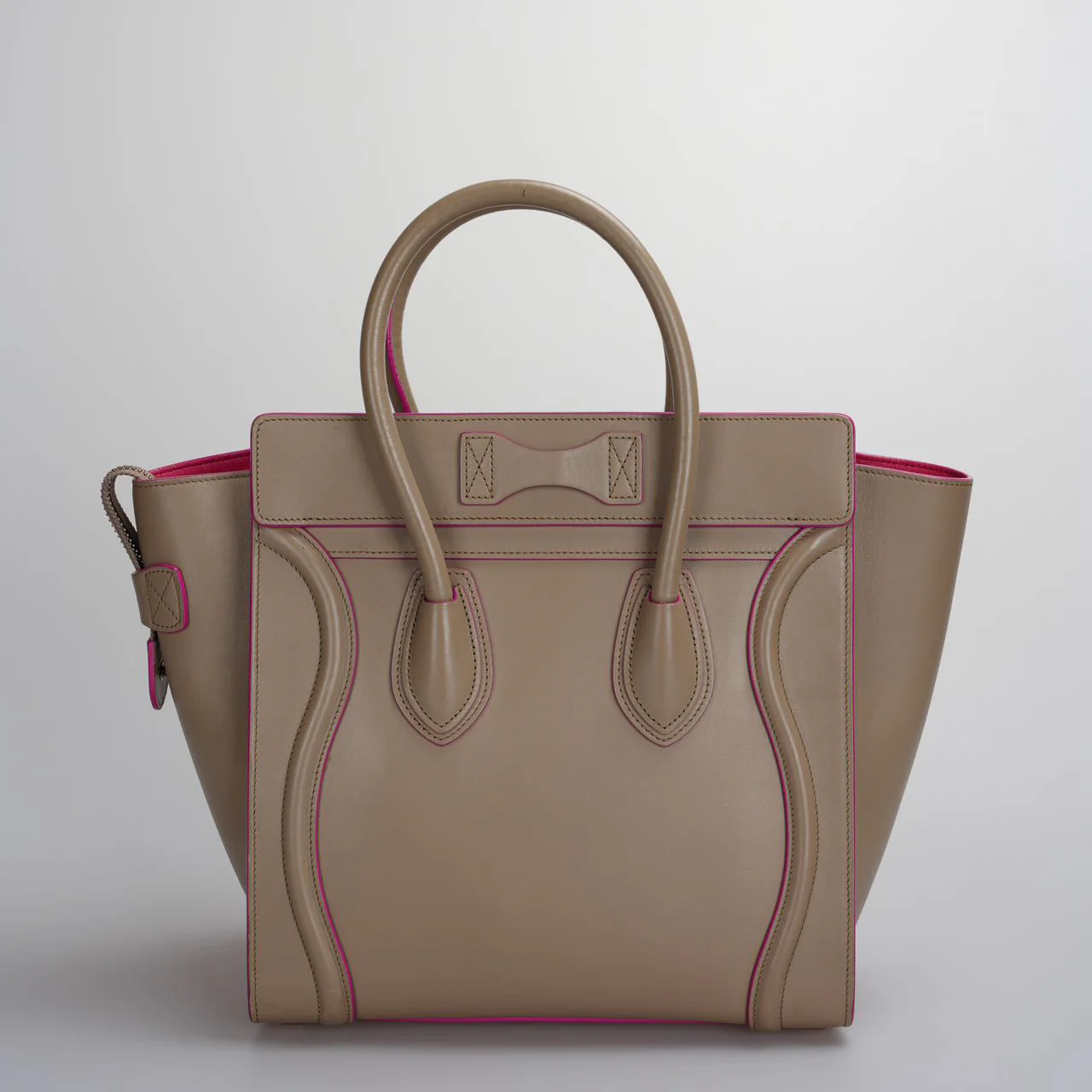 used-CELINE Calfskin Mini Luggage in Beige and Pink-MILOURA