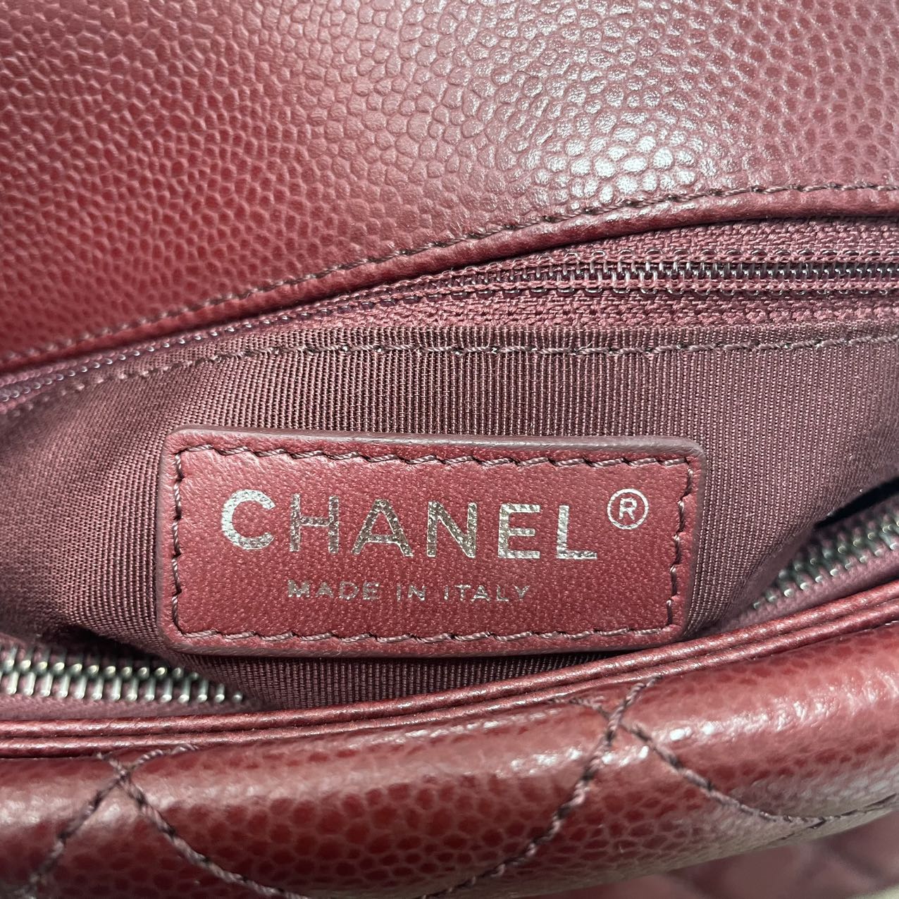 Chanel Burgundy Red Caviar Leather City Shopping Tote Bag 2016