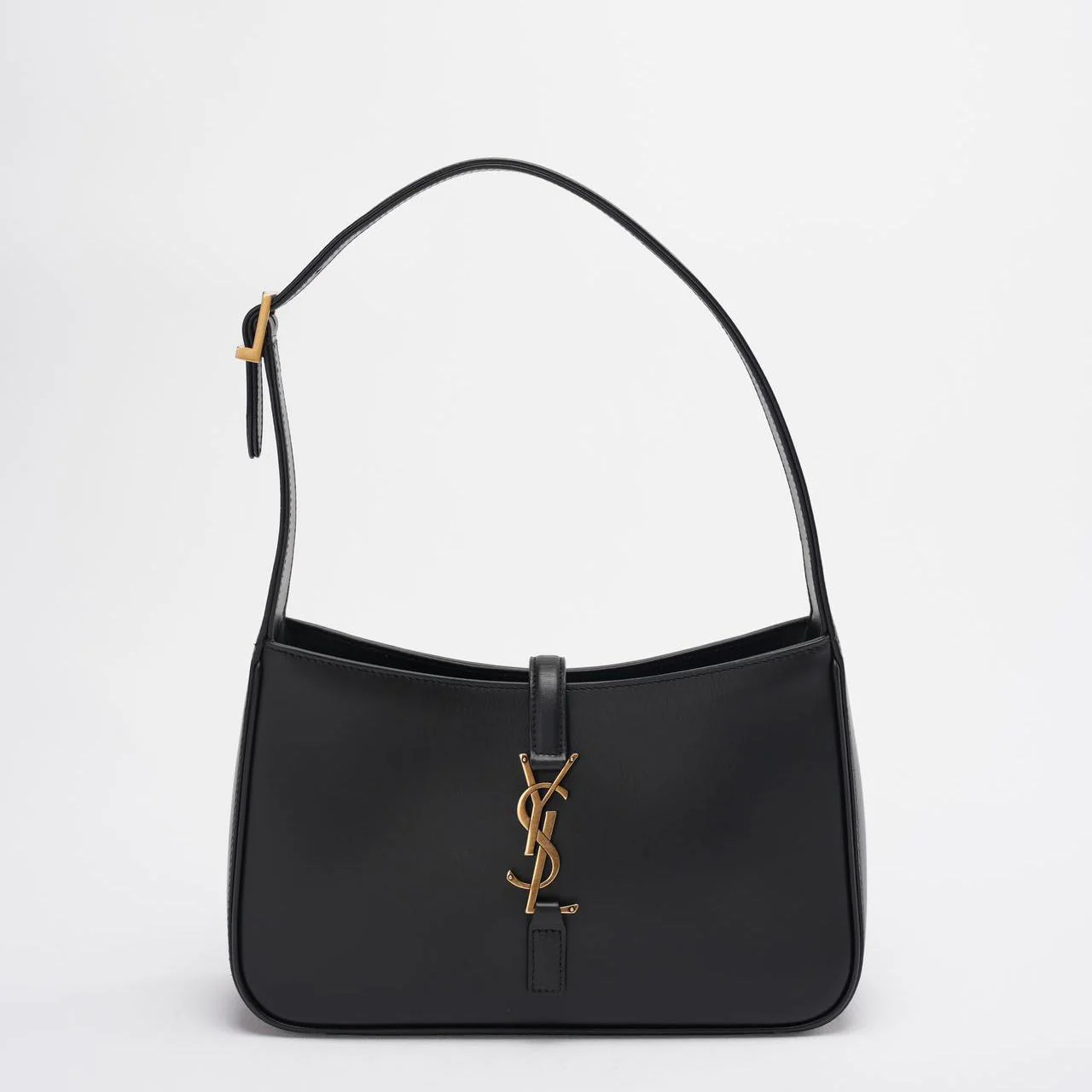 Saint Laurent Le 5 a 7 Black Hobo Bag with Gold Hardware