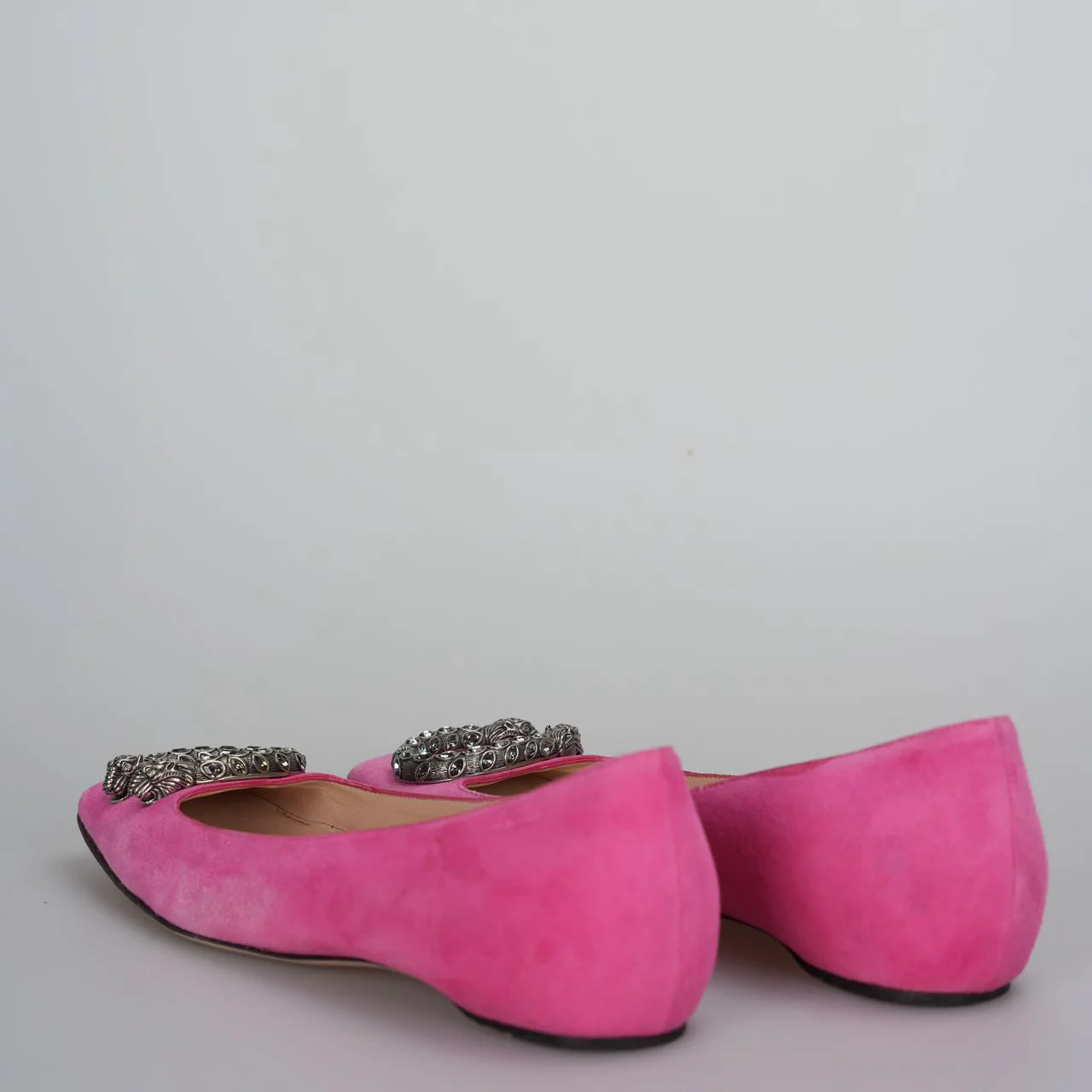 used-Gucci - Dionysus Pink Suede Flats 37-MILOURA