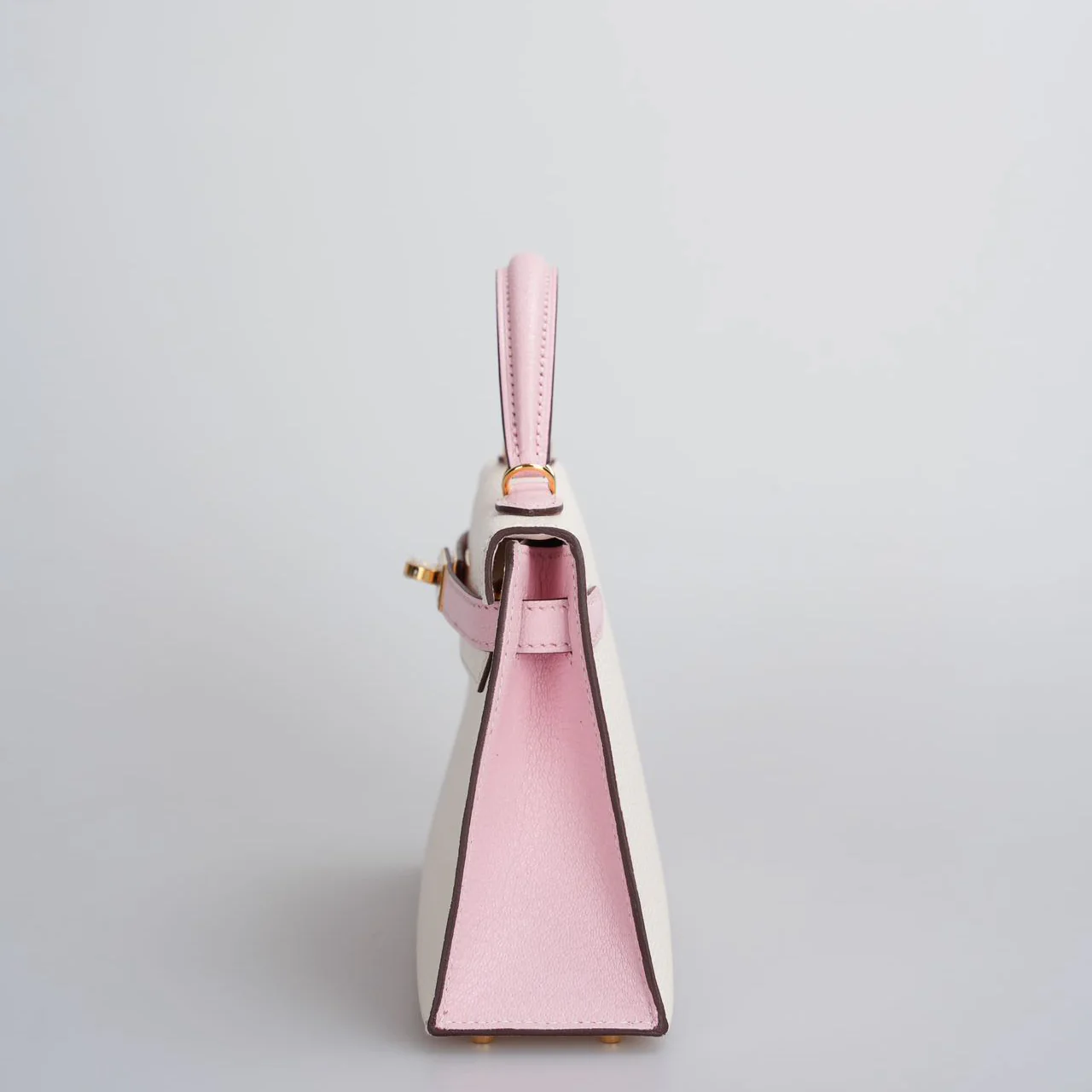 used-Hermes Mini Kelly 20cm HSS In Chèvre mysore Nata with Rose Sakura-MILOURA