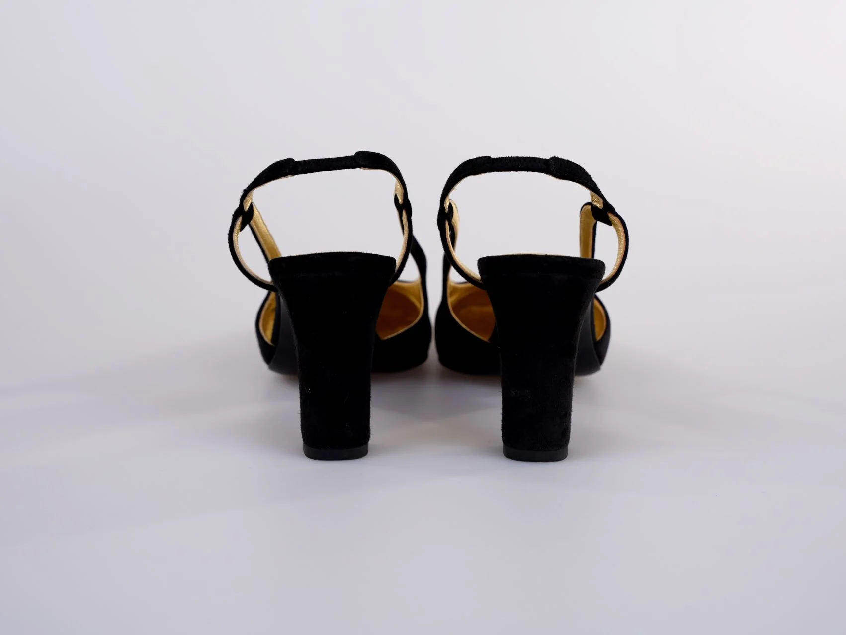 used-Chanel CC Slingback Heels Black Gold Size 37.5 EU-MILOURA