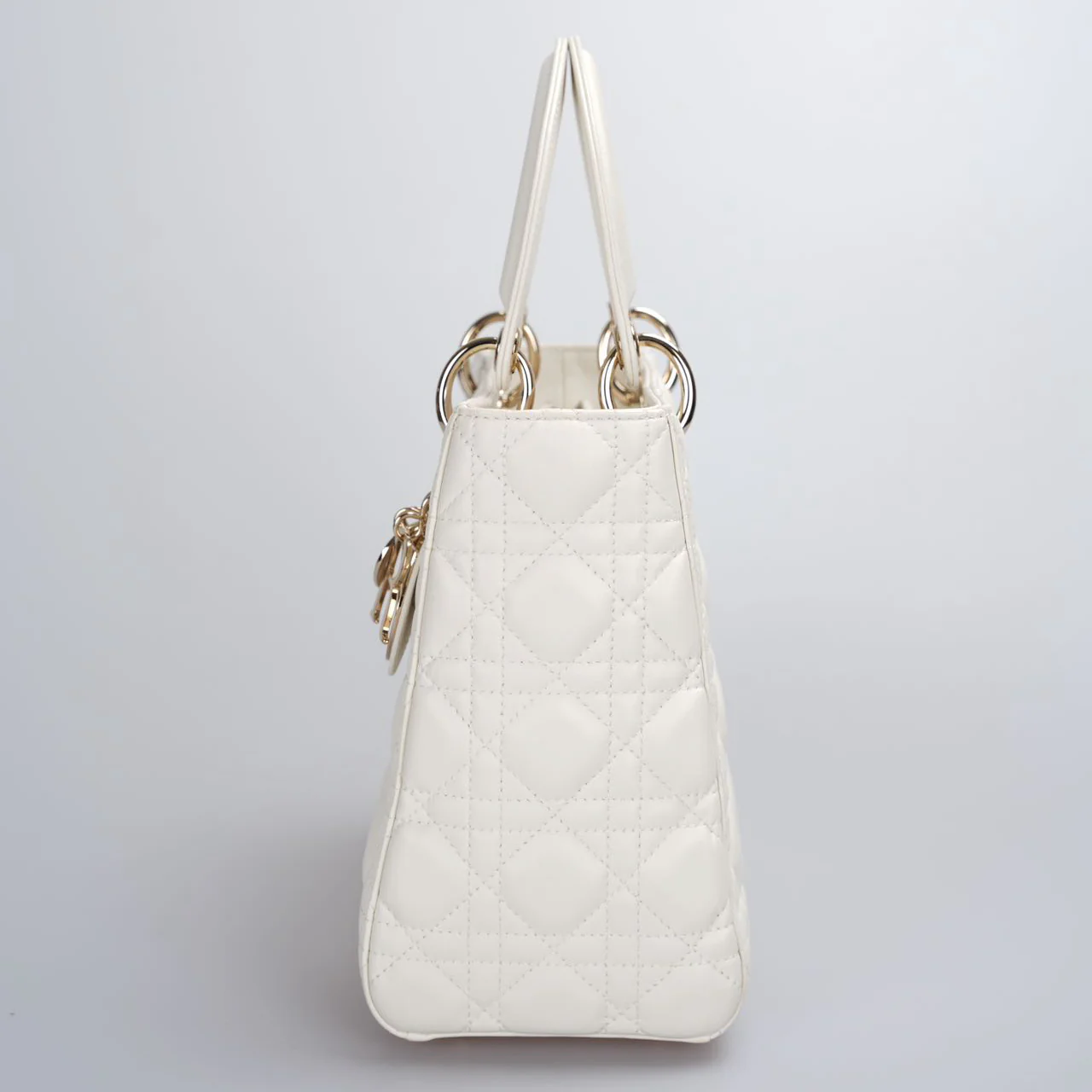 used-Christian Dior White Lady Dior Medium Bag-MILOURA