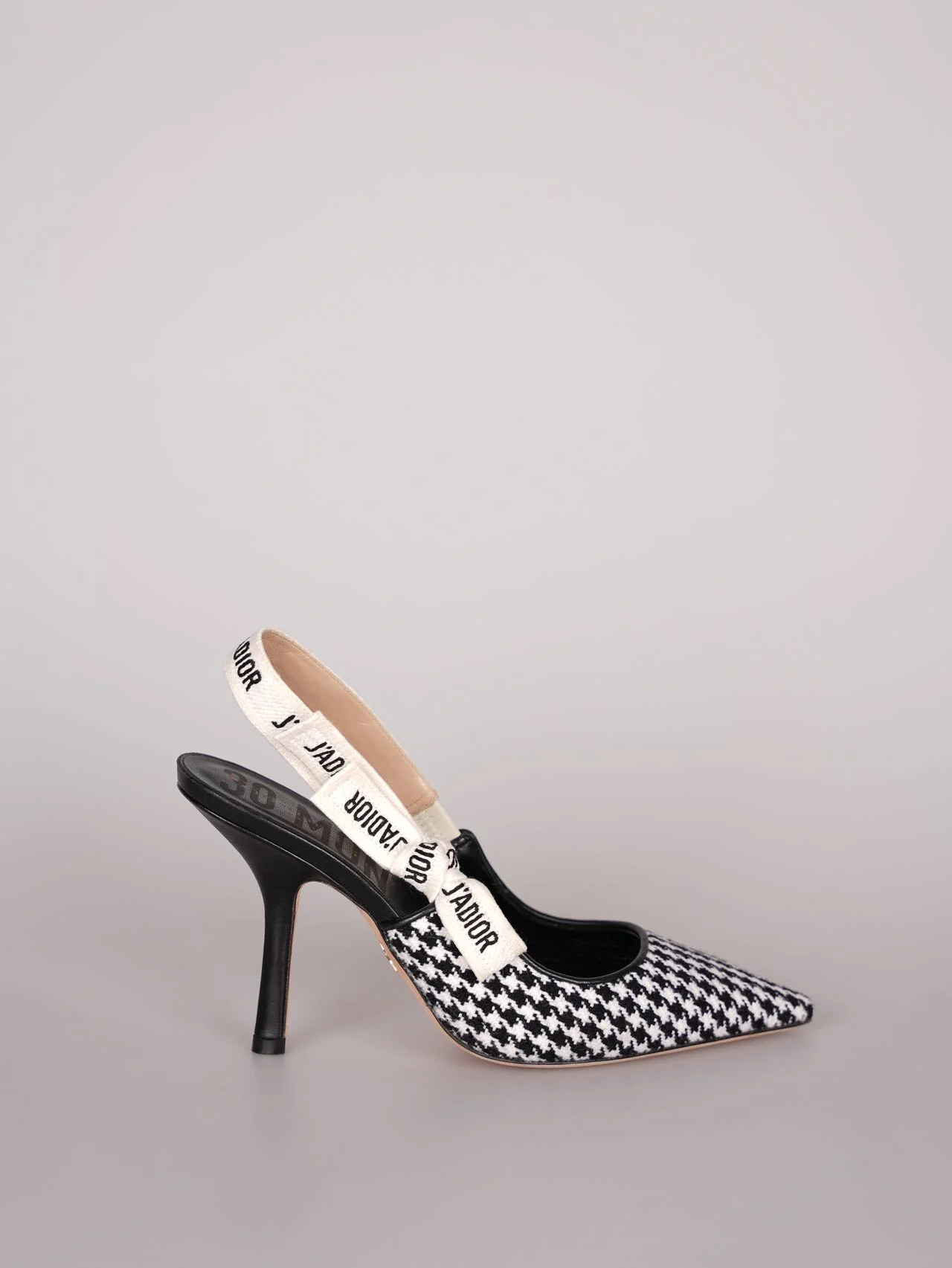 used-Dior J'Adior sandals in black and white houndstooth canvas size 38-MILOURA