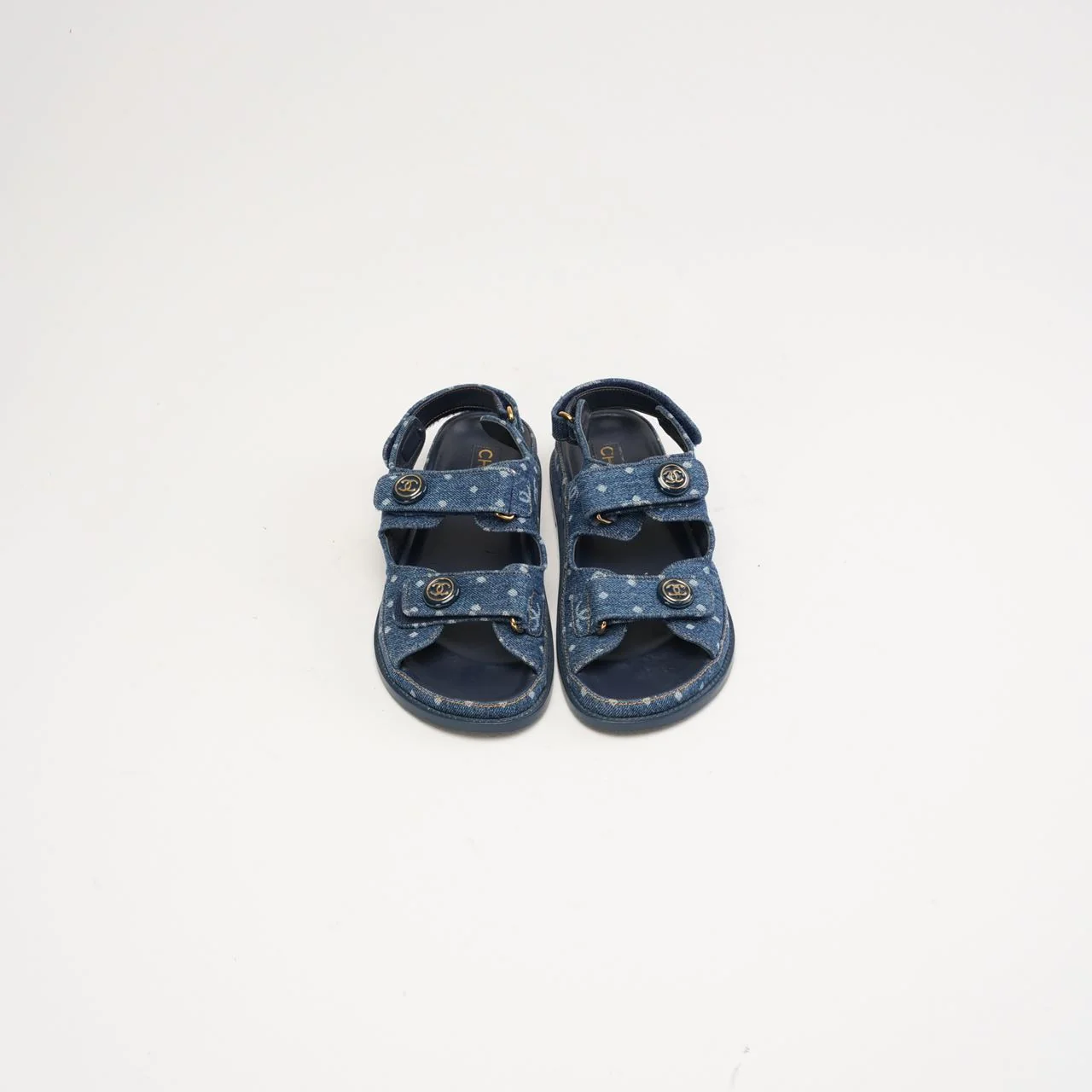 Chanel Blue Denim Dad Sandals Size 38.5