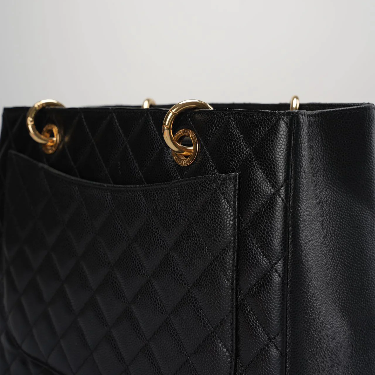 used-Chanel gst Grand Shopping Tote Black Bag in Cavier Leather with Gold Hardware from 2014-MILOURA