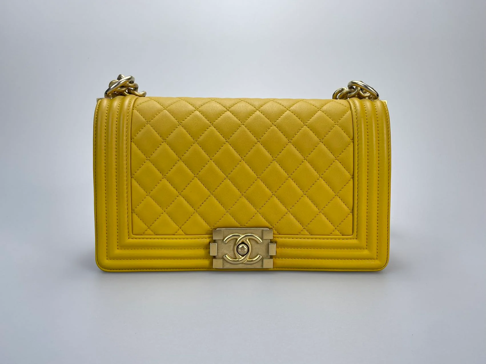 used-Chanel Leboy Medium in Lemon Yellow Bag with Gold Hardware-MILOURA