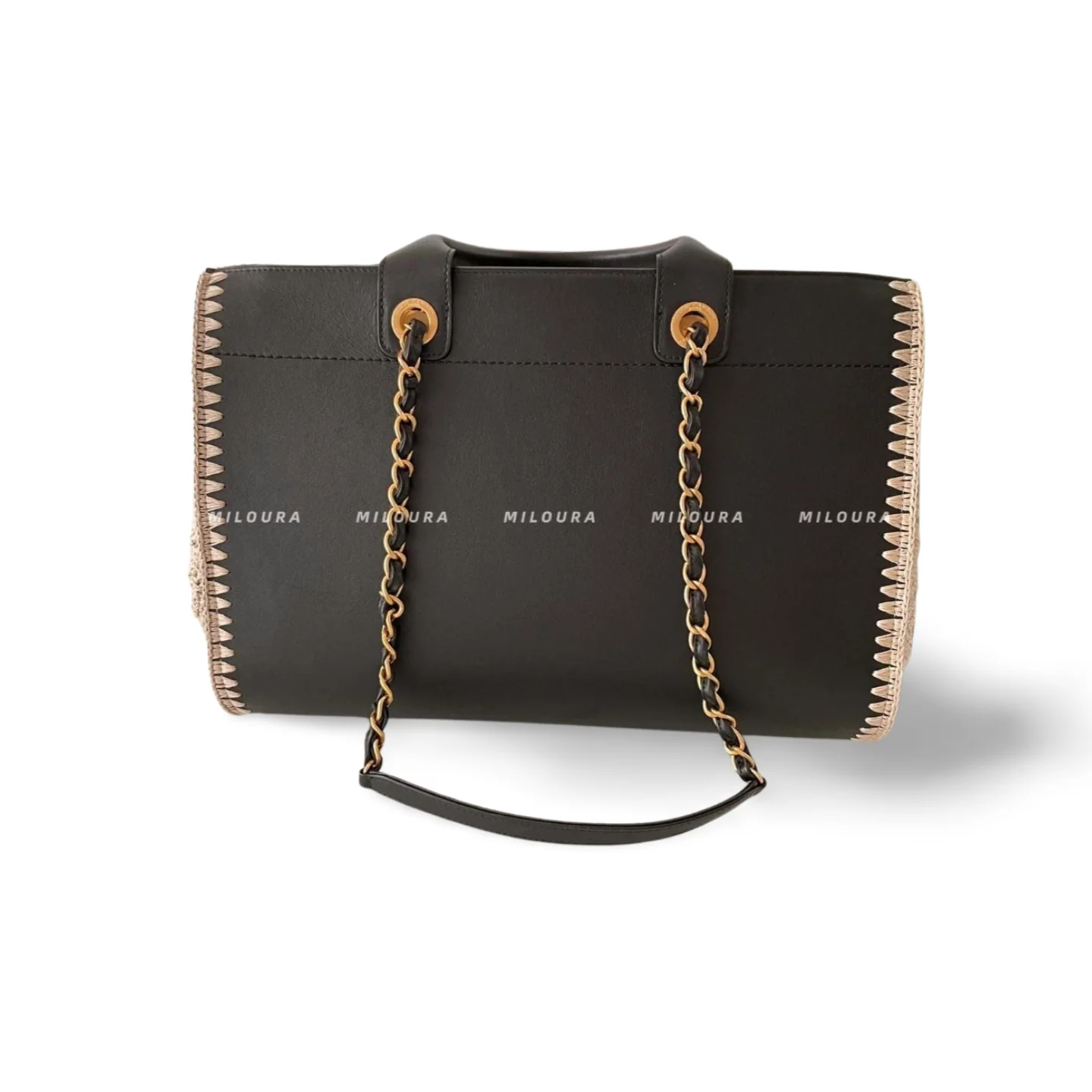 used-Chanel Black Large Deauville Tote Bag in Calfskin Leather Limited Edition-MILOURA