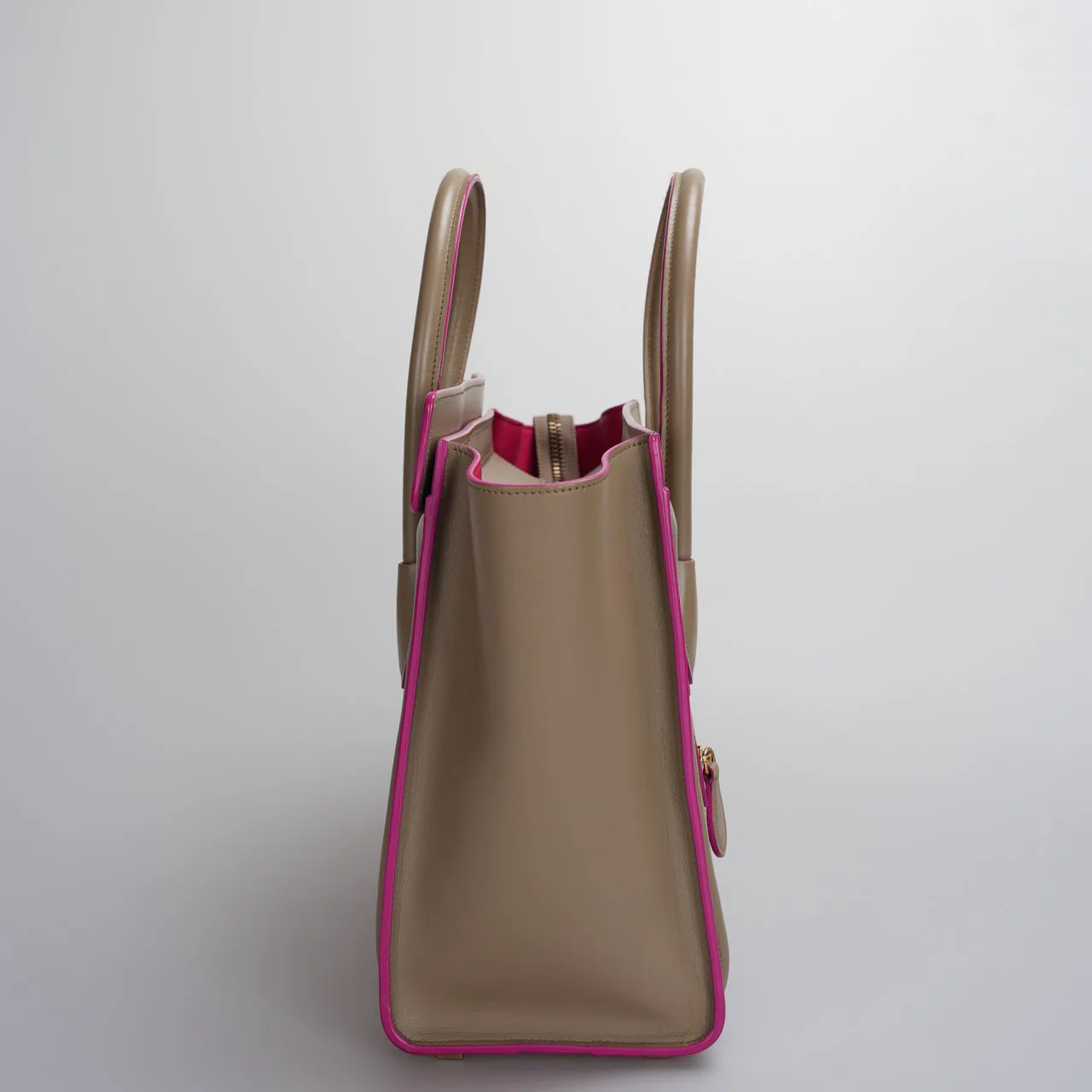 used-CELINE Calfskin Mini Luggage in Beige and Pink-MILOURA