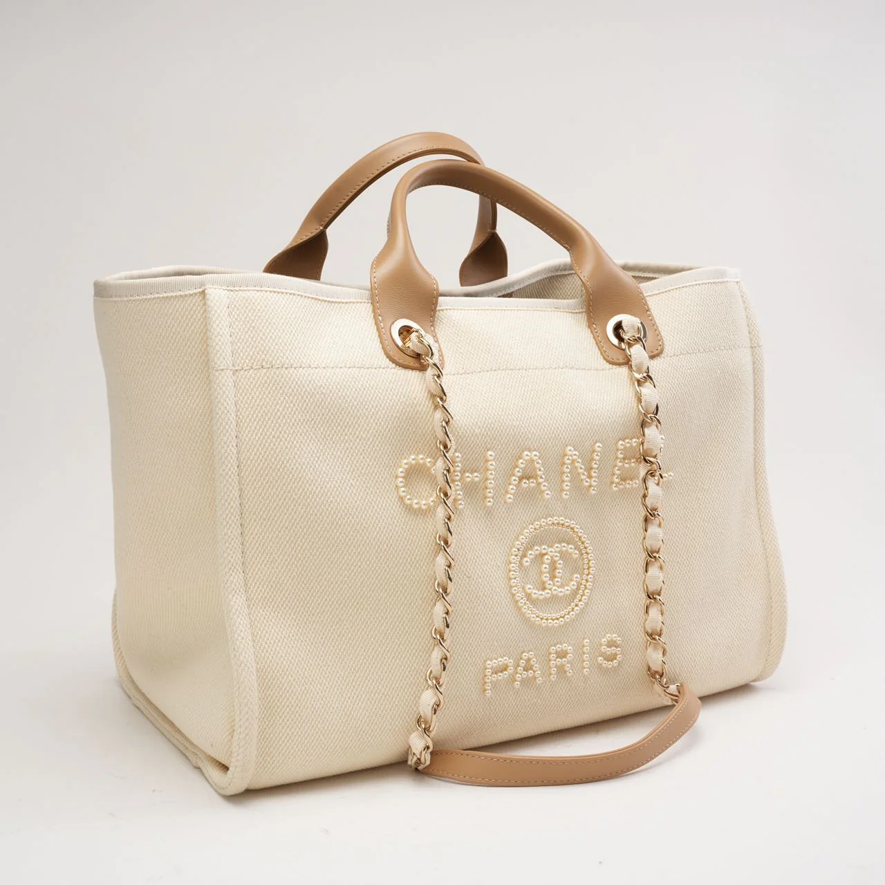 Chanel White Pearls Deauville Shopping Tote 2020