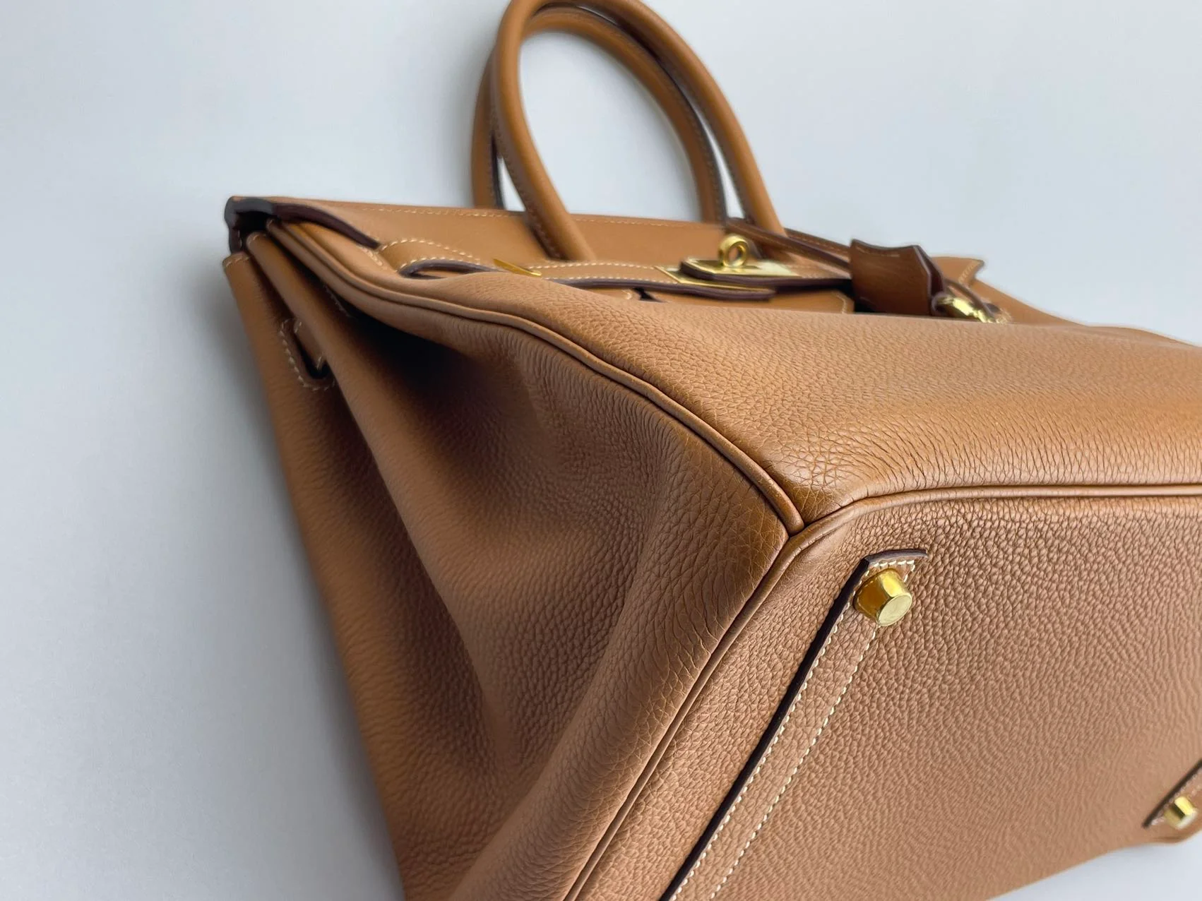 used-Hermes pre-owned Birkin 35 in gold vintage Togo leather-MILOURA