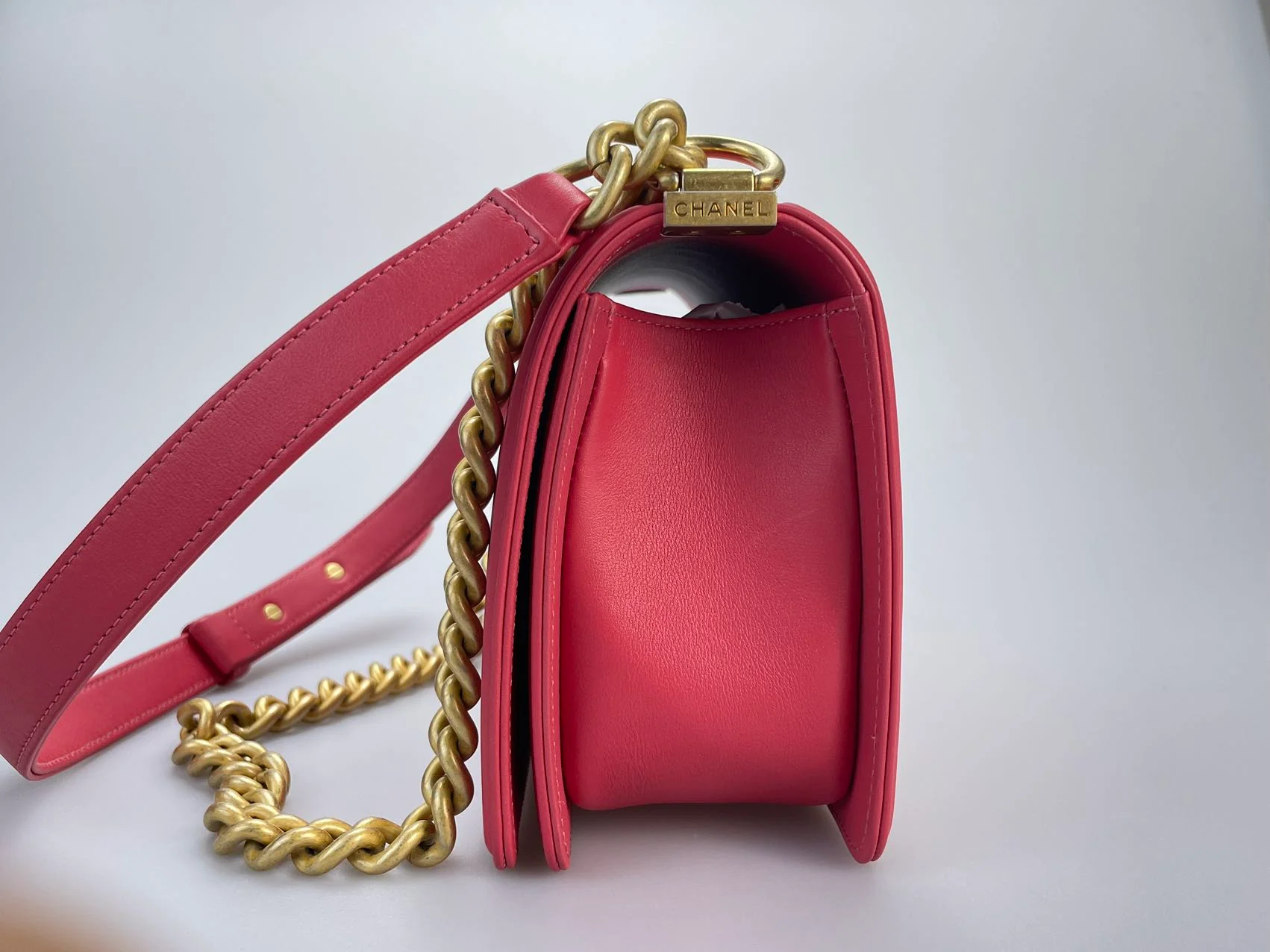 used-Chanel Medium Leboy Bag in Hot Pink with Gold Hardware-MILOURA