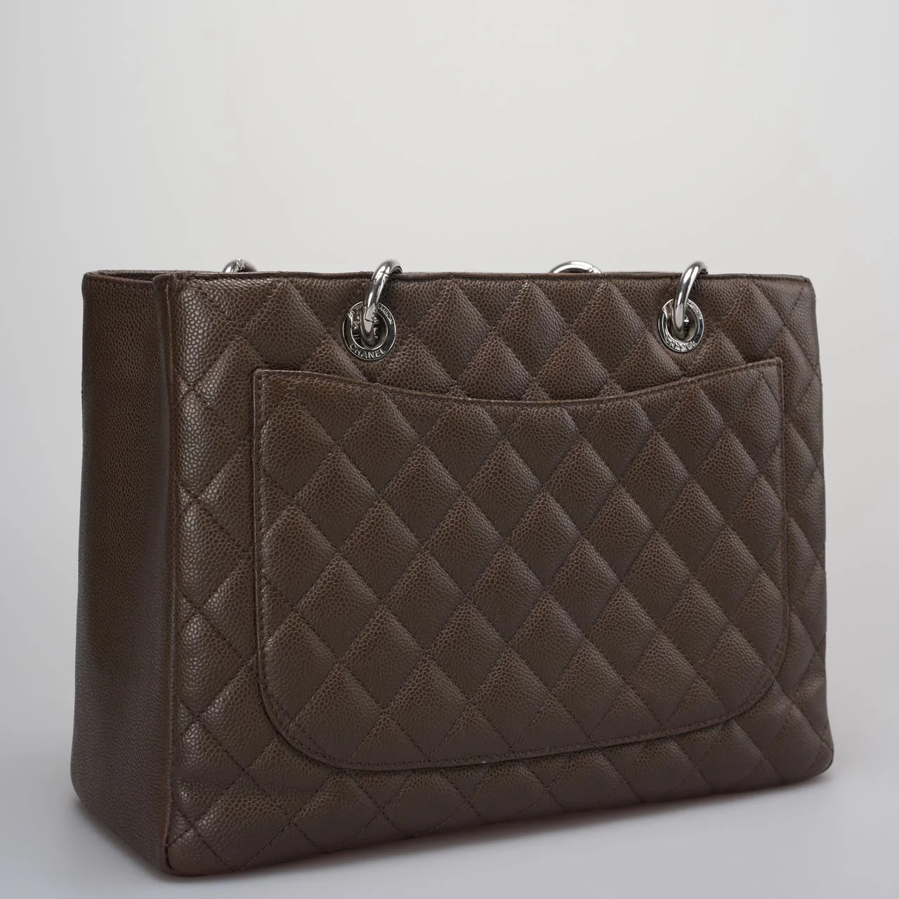 used-Chanel Brown GST Grand Shopping Tote Bag in Caviar Leather with Silver Hardware-MILOURA