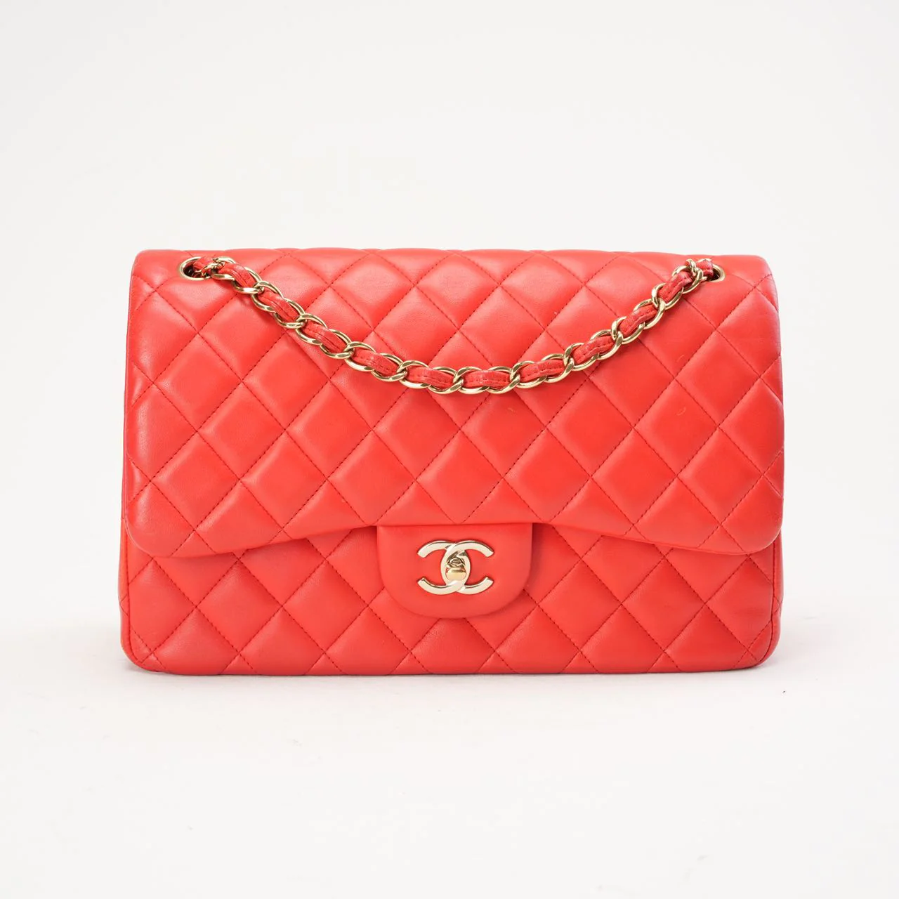 Chanel Classic Jumbo Double Flap Lambskin Red 2017