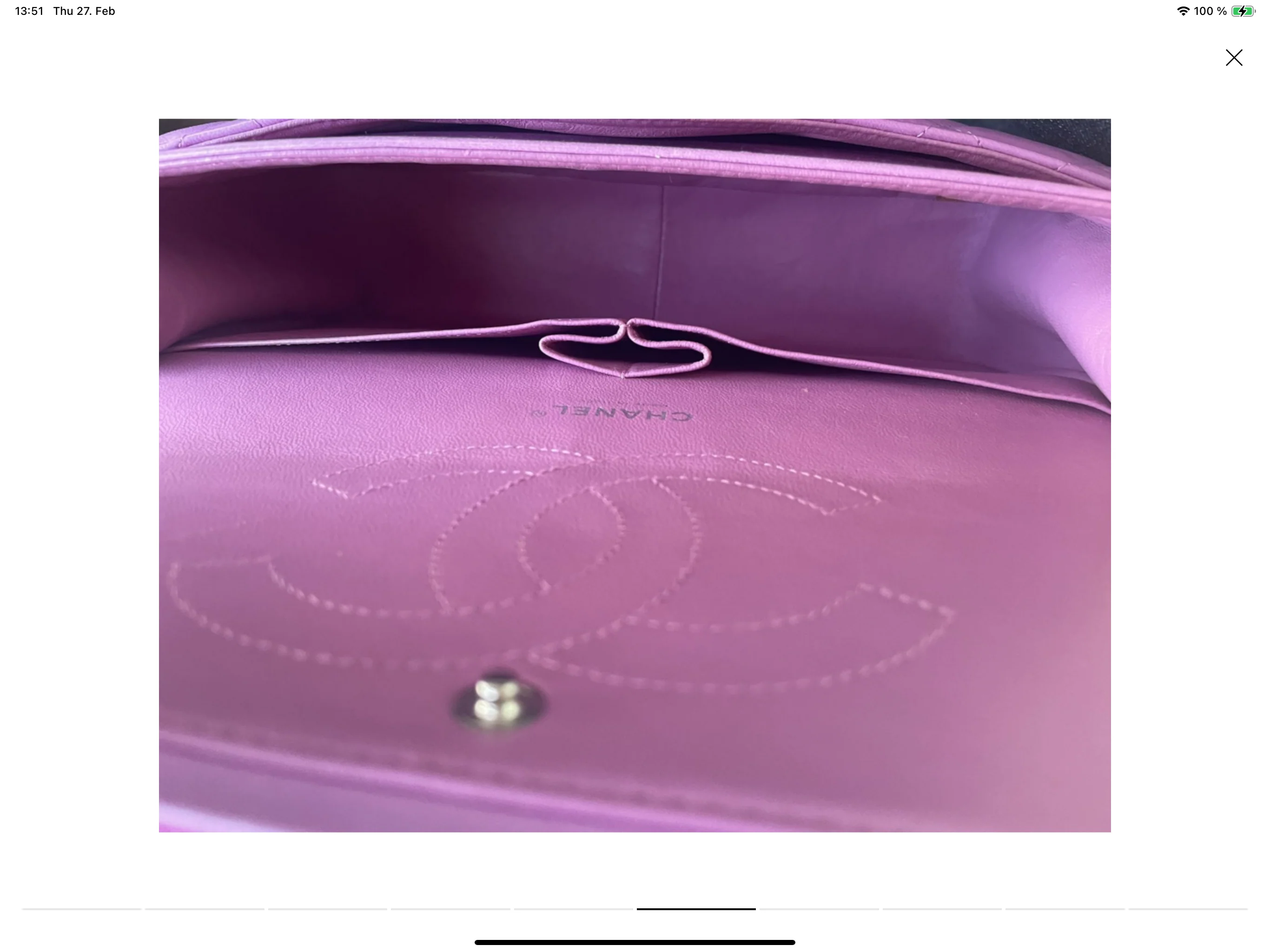 used-Chanel Purple Jumbo Classic Double Flap Bag in Lambskin Leather with Silver Hardware-MILOURA