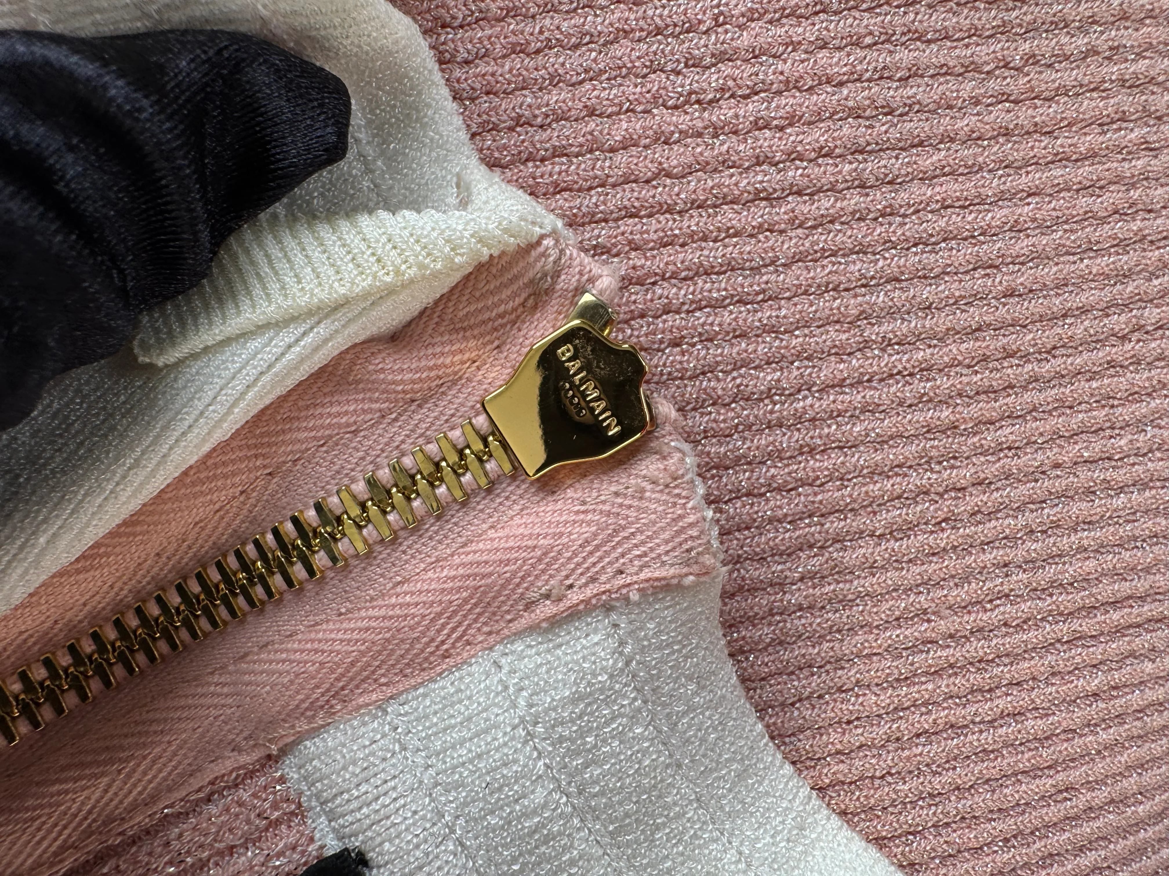 used-Balmain pink white dress FR 34-MILOURA