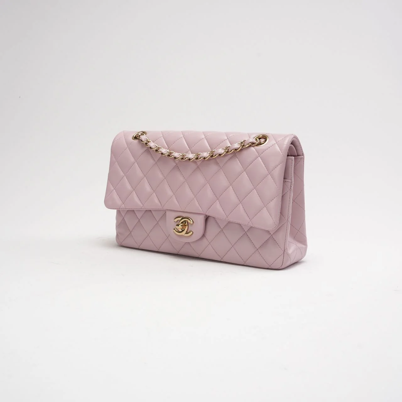 Chanel Pink Quilted Medium Classic Double Flap Bag 2017
