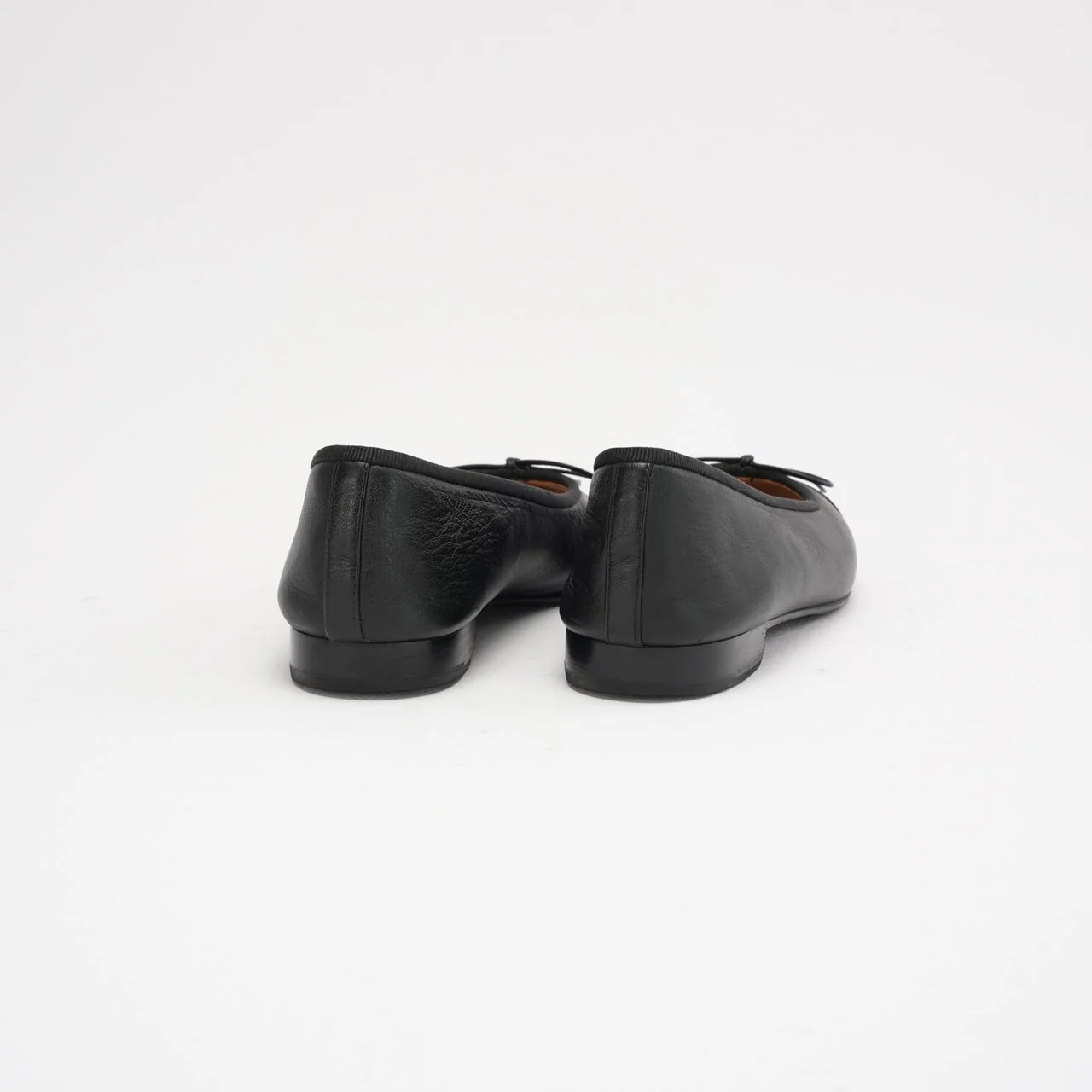 Chanel Black Patent CC Cap Toe Bow Ballet Flats Size 38