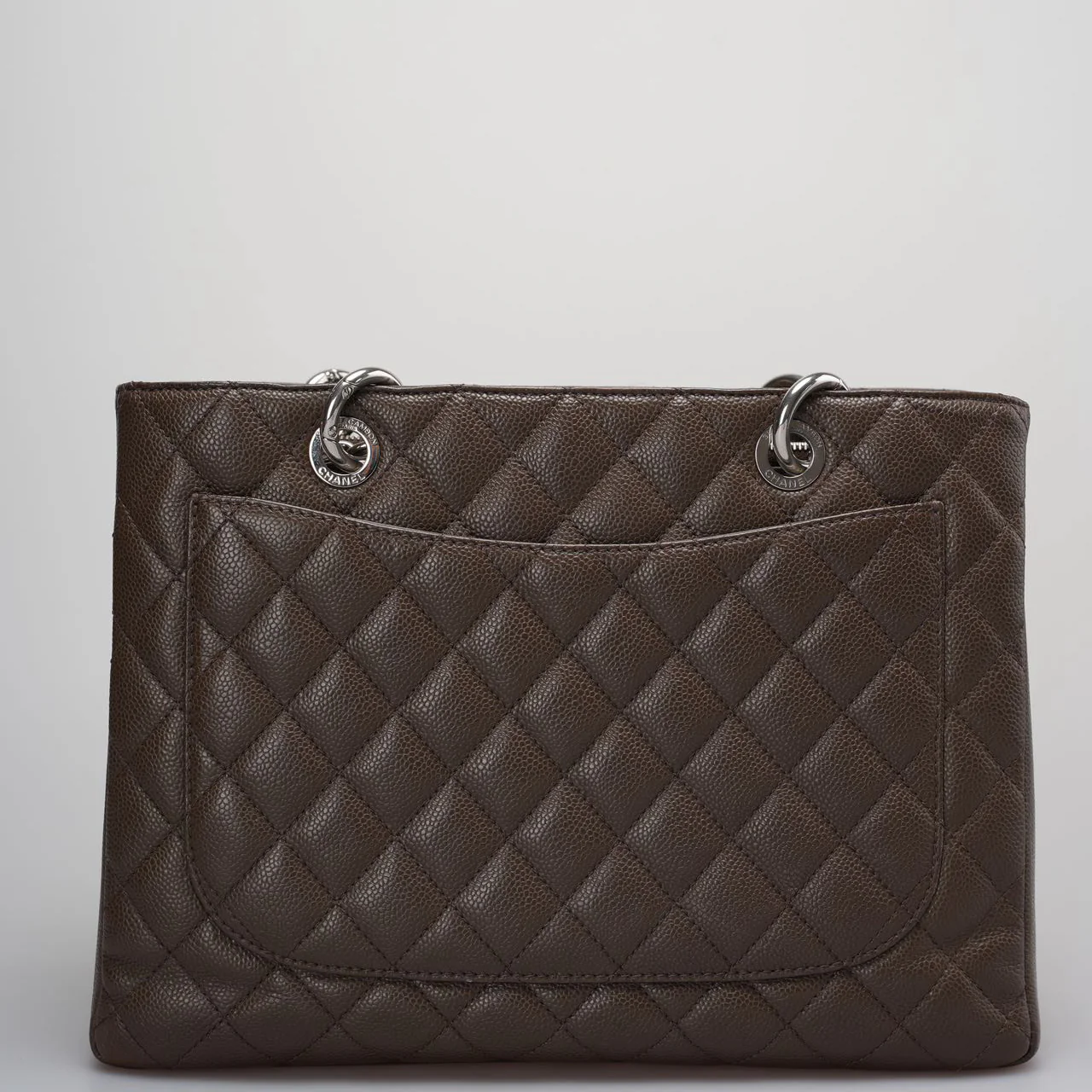used-Chanel Brown GST Grand Shopping Tote Bag in Caviar Leather with Silver Hardware-MILOURA