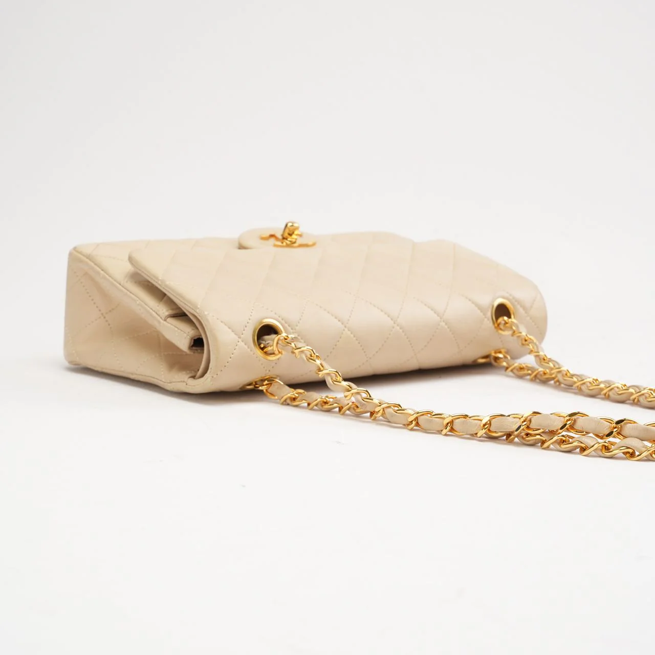 Chanel Vintage Beige Small Classic Double Flap Bag 1994