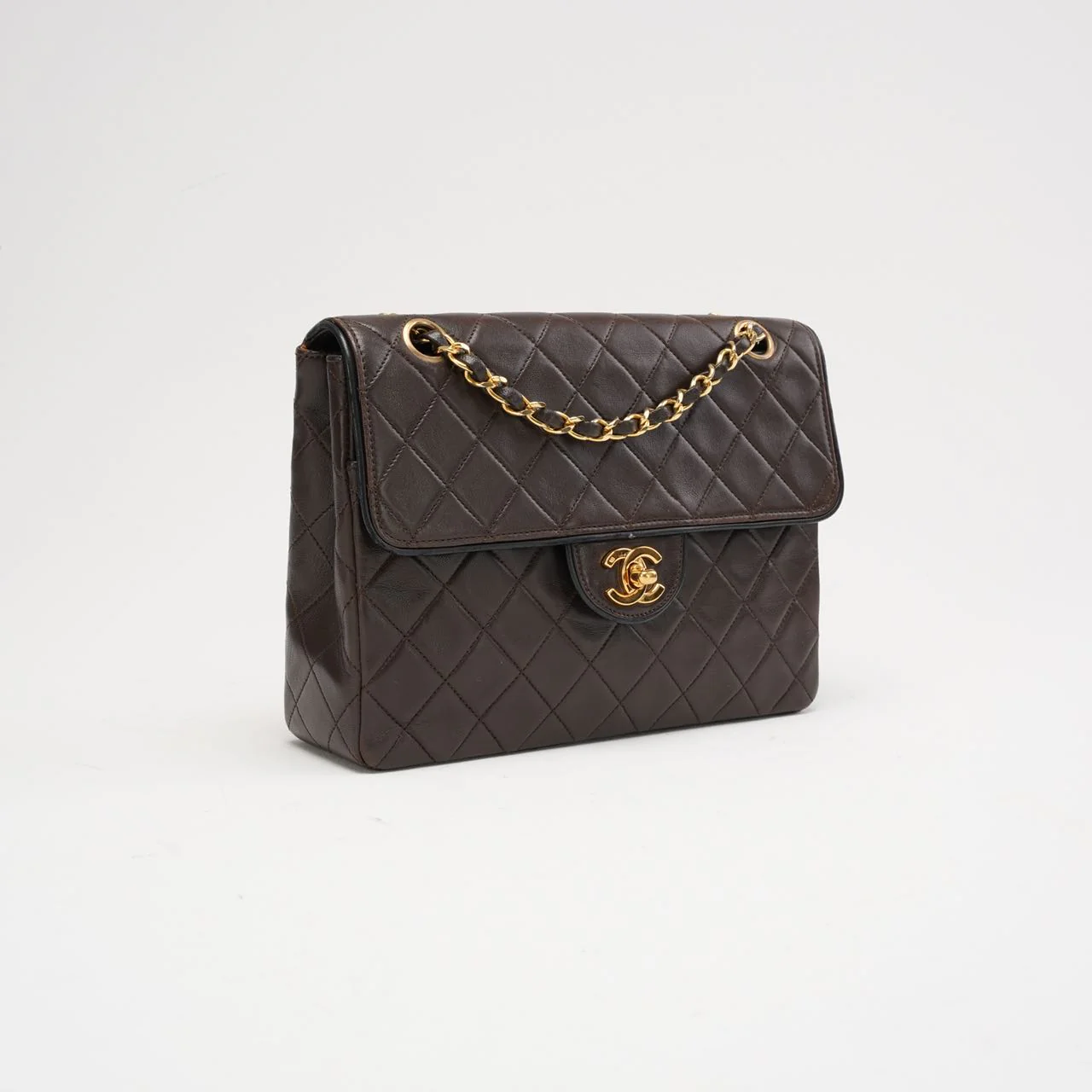 Chanel Vintage Klassische Flap Tasche Braun Zwei-Ton 1991