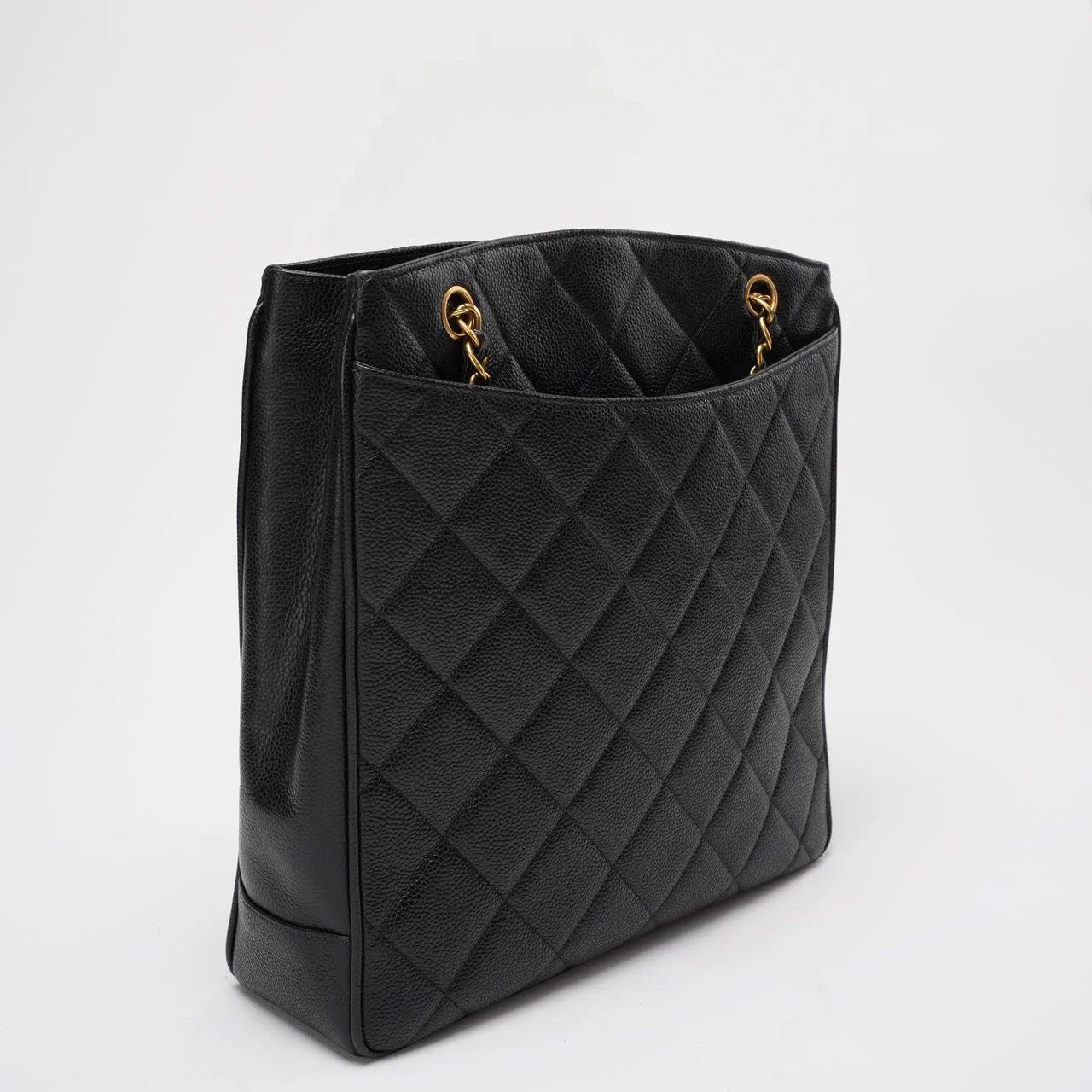 Chanel Vintage 1994 - 1996 Black Caviar Shoulder Tote Gold Hardware