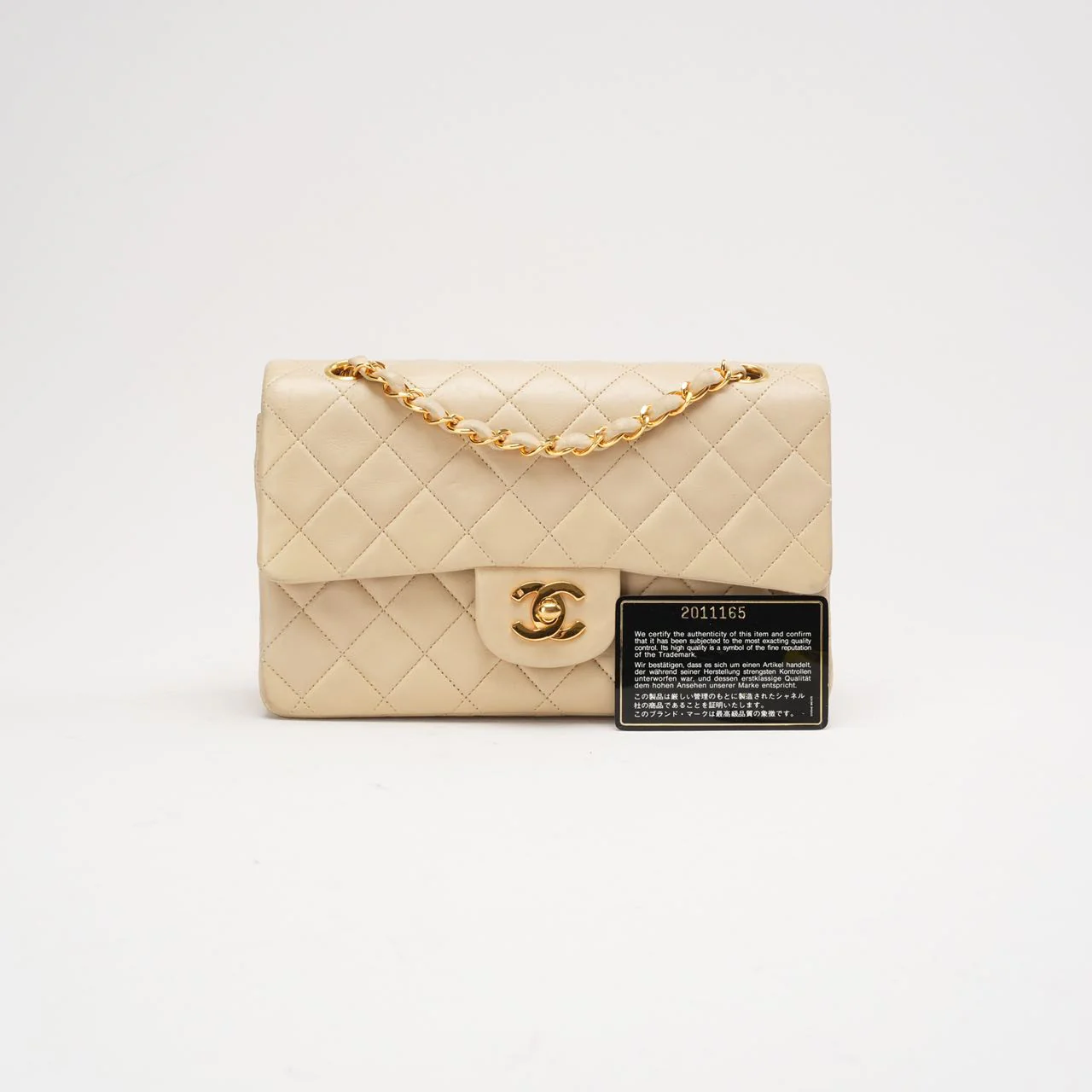 Chanel Vintage Beige Small Classic Double Flap Bag 1994
